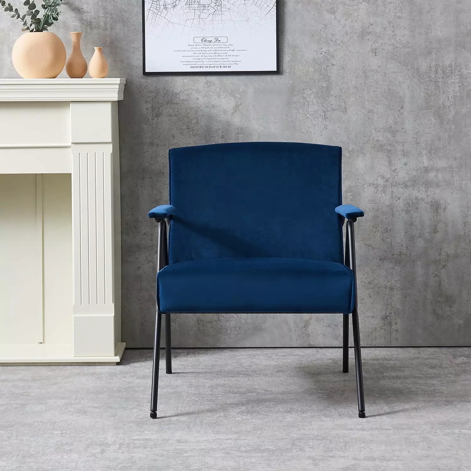 Kadyn Upholstered Recliner Textile Metal Frame Recliner Arm Cloth Leisure Single Accent Chair Living Room Blue