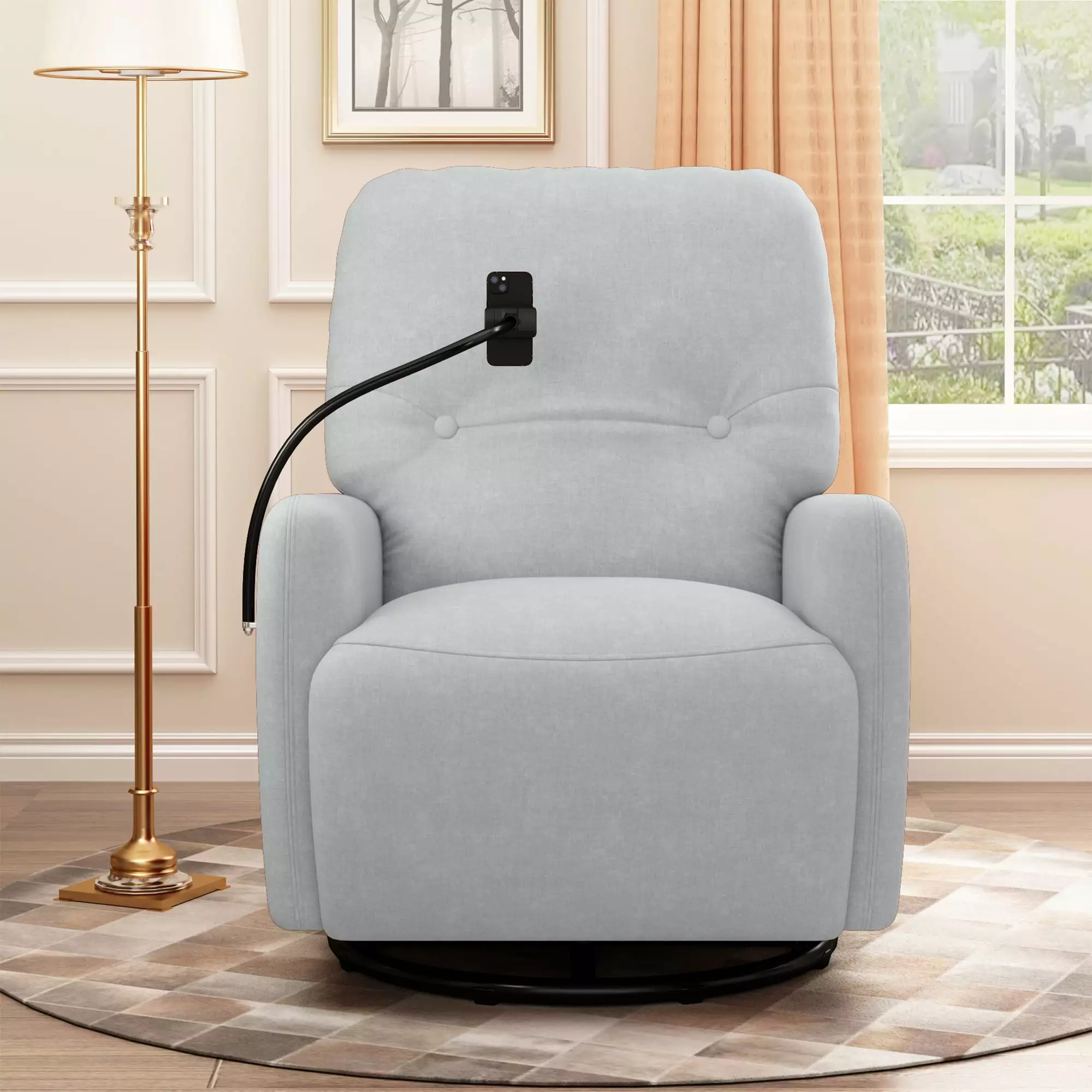 CoSoTower 270 Degree Swivel Electric Recliner Home Theater Seating Single Reclining Sofa Rocking Motion Recliner Phone Hol...