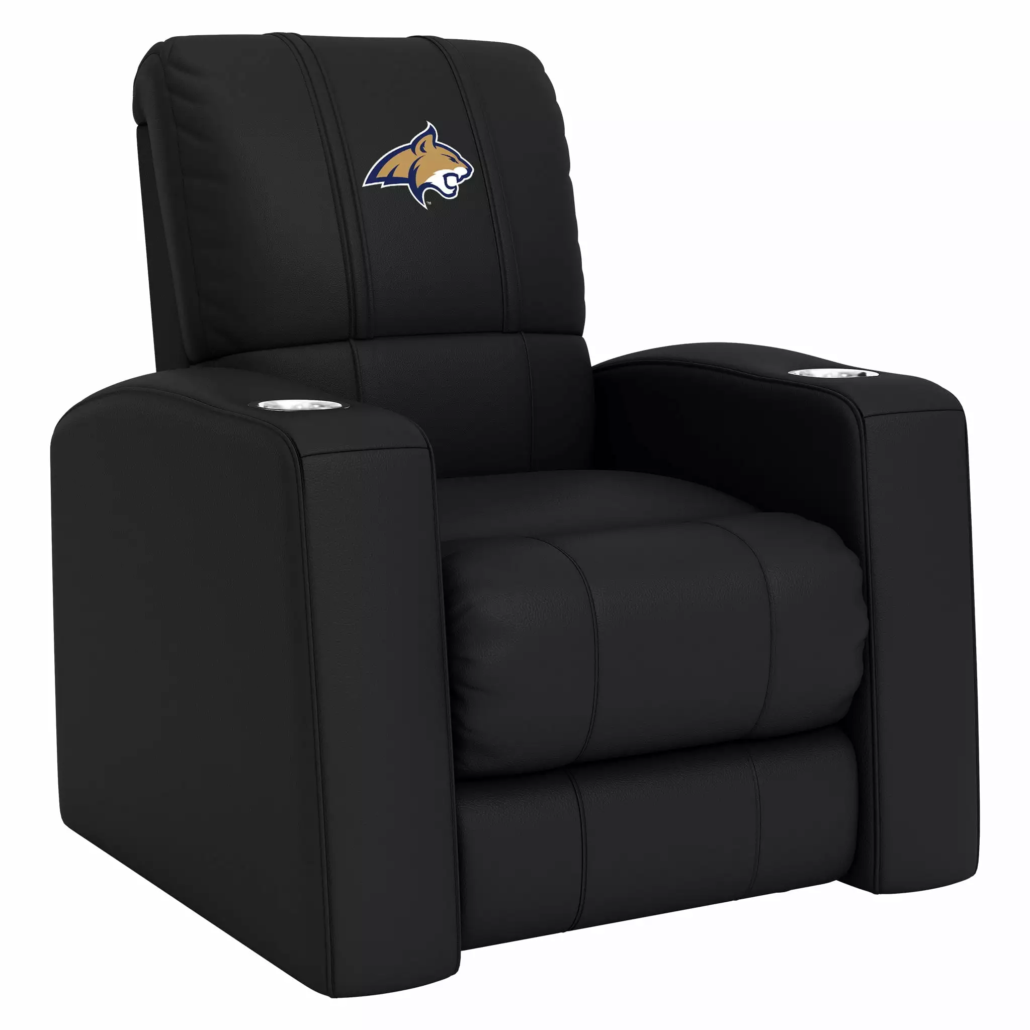 DreamSeat Relax Black Home Theater Recliner Embroidered Montana State Bobcats Primary Logo Full Body Support