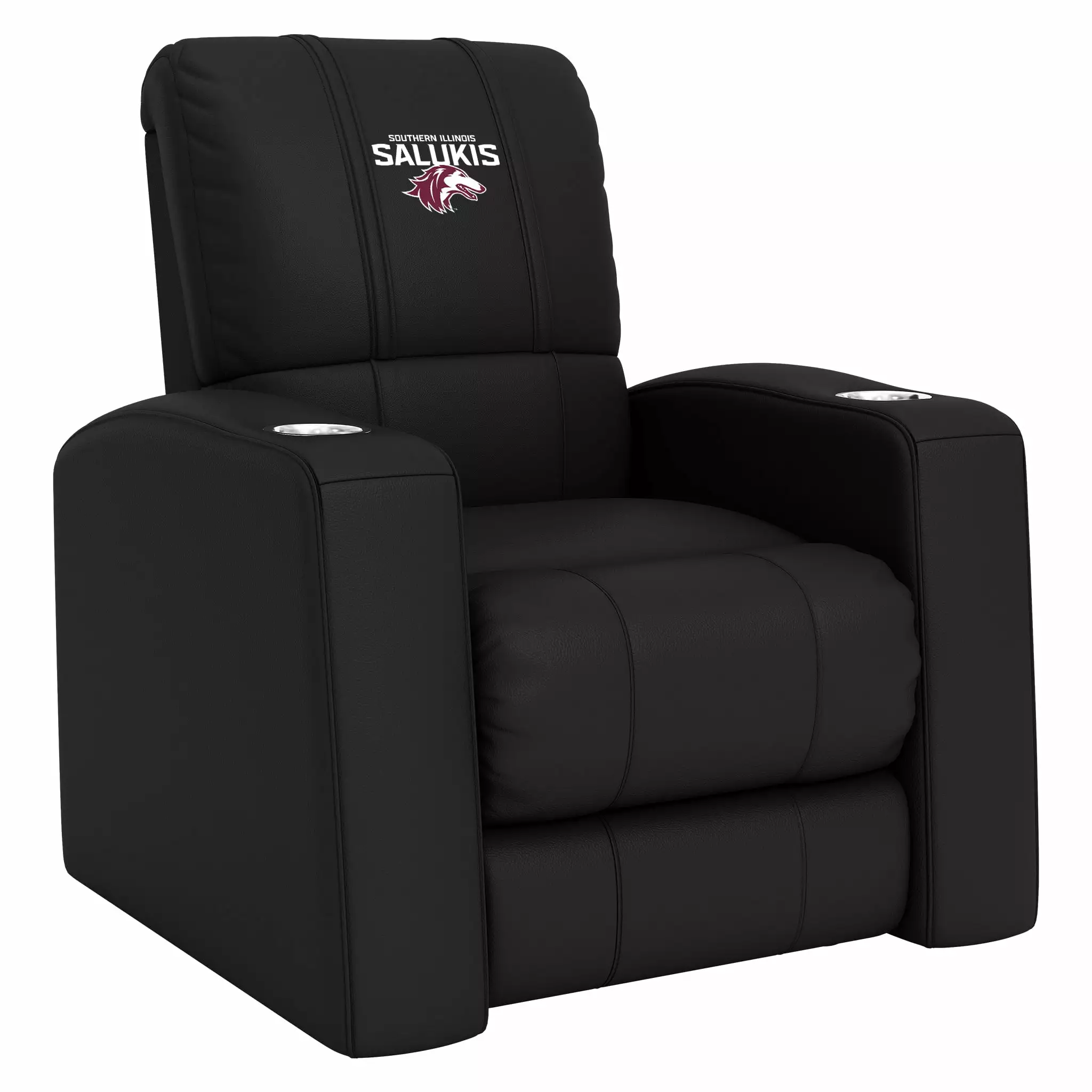 DreamSeat Relax Black Home Theater Recliner Embroidered Southern Illinois Salukis Logo Full Body Support