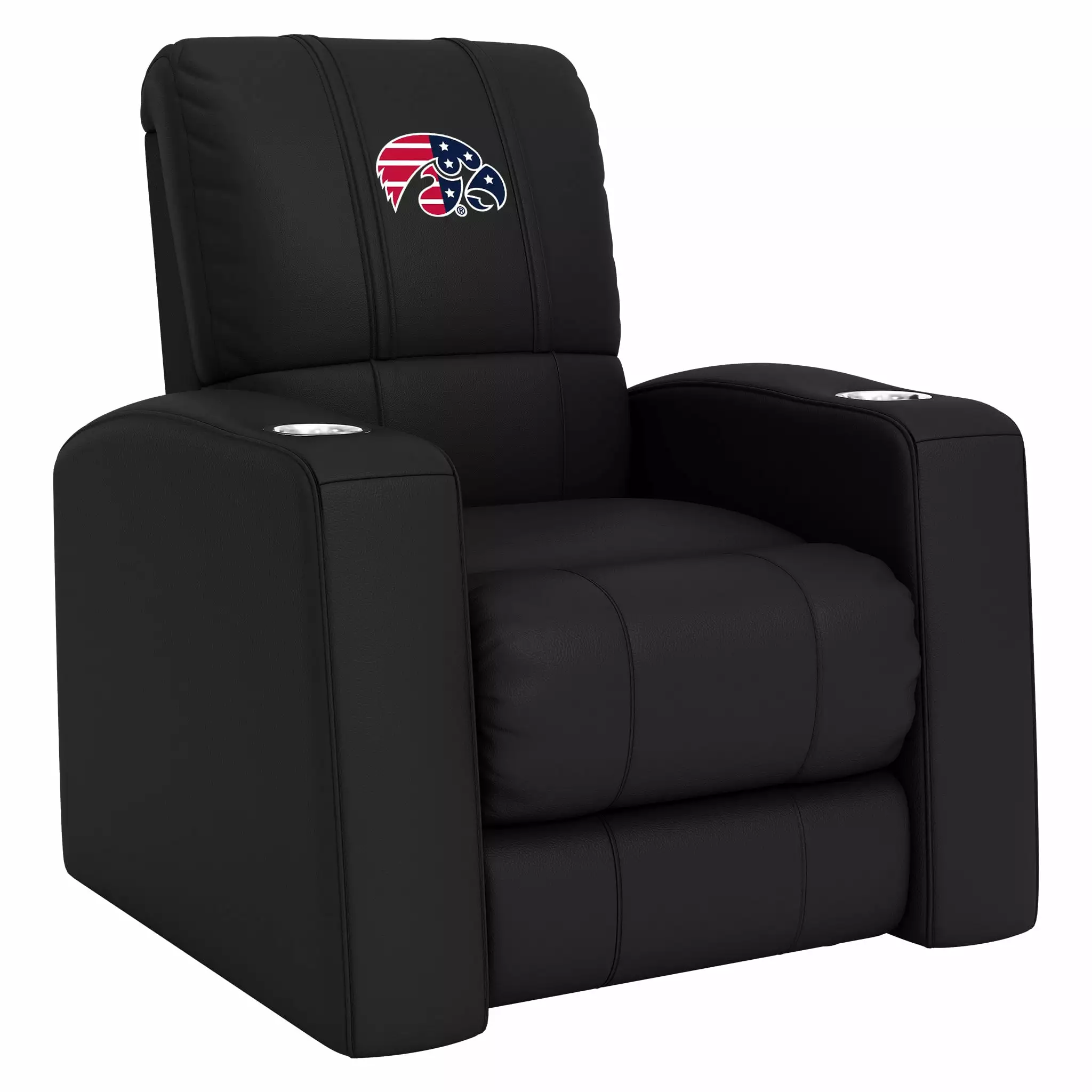 DreamSeat Relax Black Home Theater Recliner Embroidered Iowa Hawkeyes Patriotic Primary Logo Full Body Support