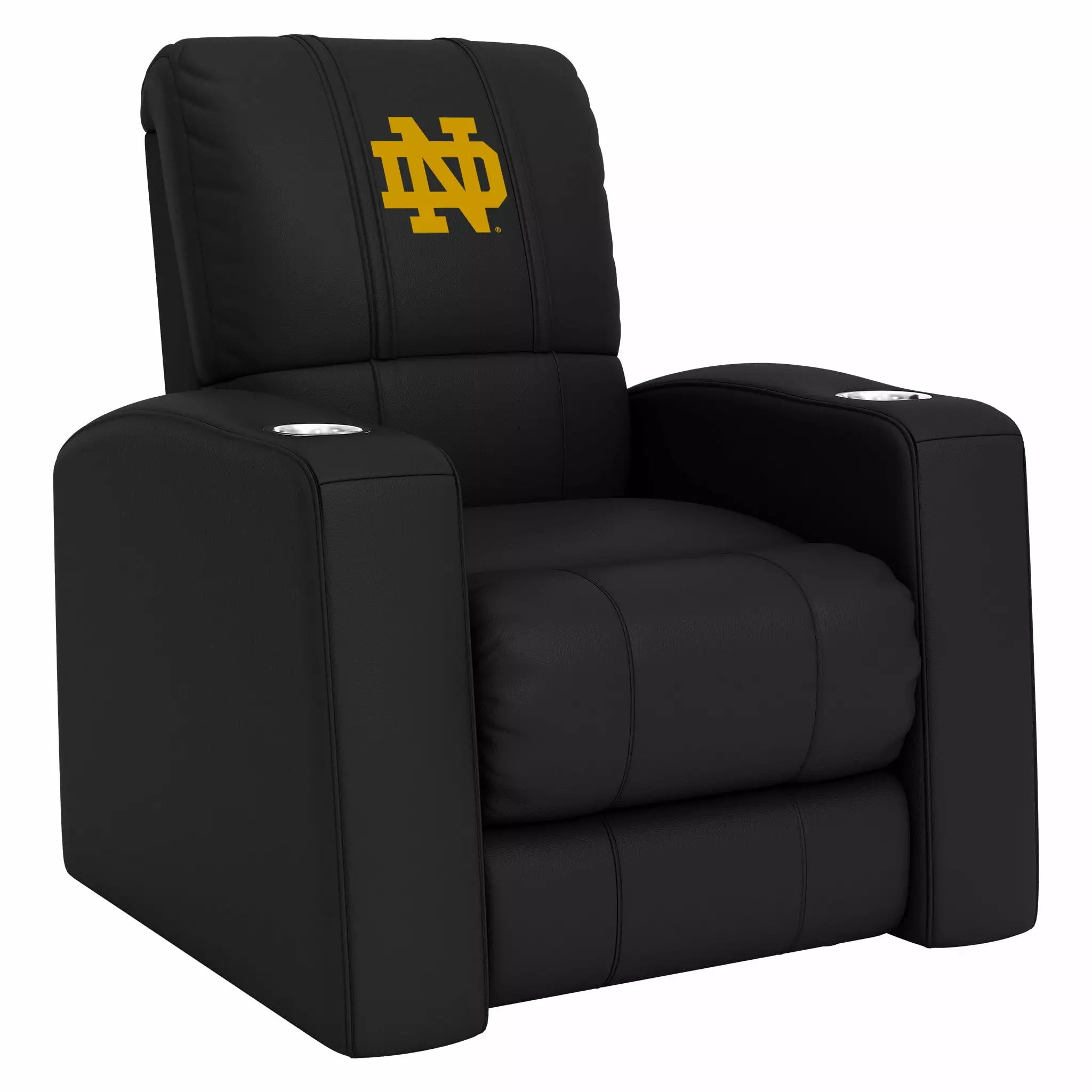 DreamSeat Relax Black Home Theater Recliner Embroidered Notre Dame Primary Logo Full Body Support