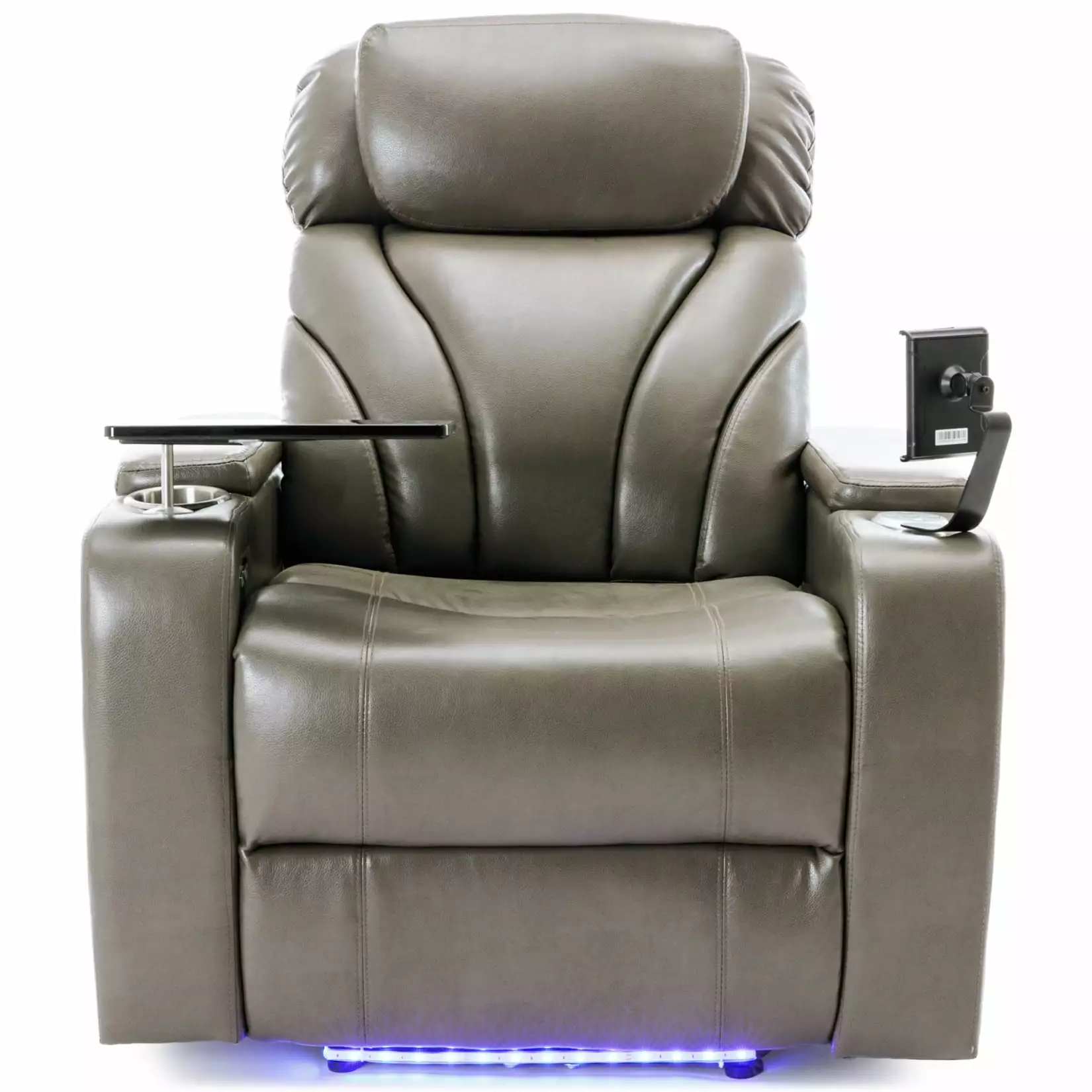 Grey Power Motion Recliner USB Charging, Hidden Arm Storage, and Cup Holder Home Theater LMing