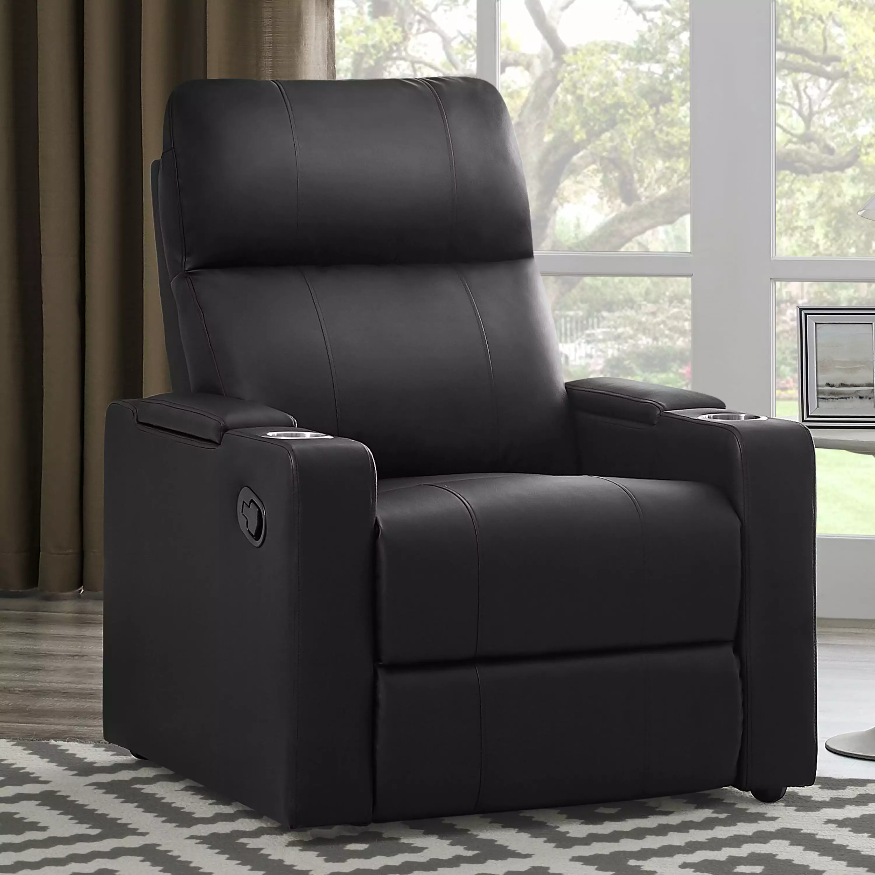 Mainstays Home Theater Recliner USB Charging Ports Faux Leather Multiple Finishes