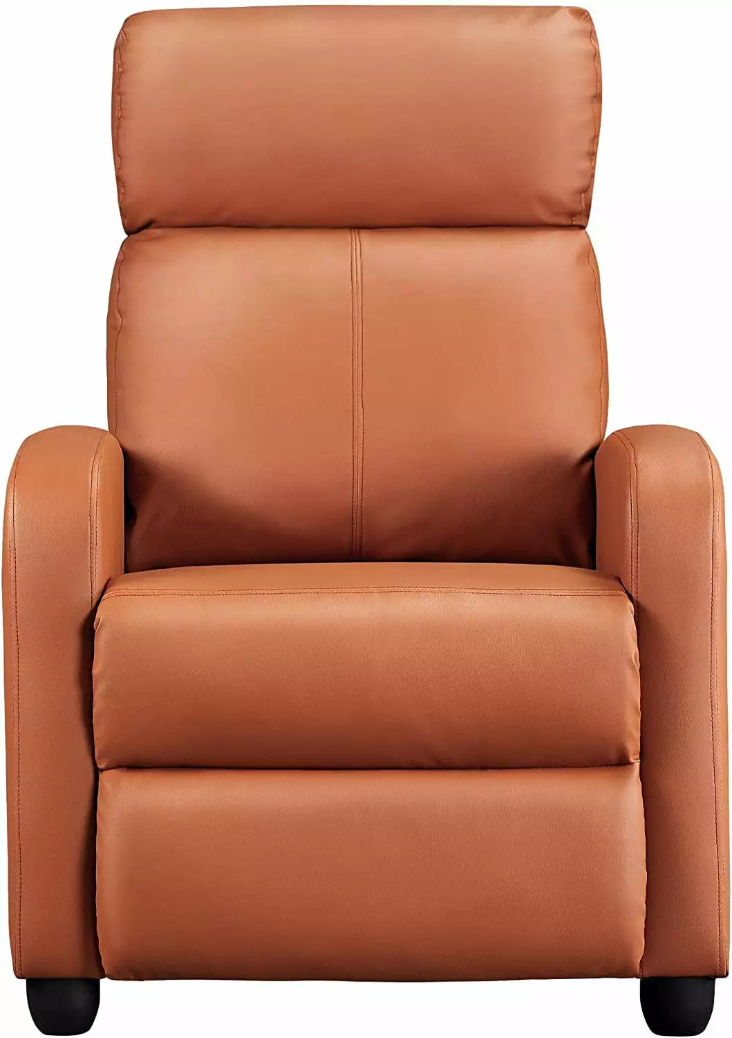 Elegant Home Theater Seating Leather Recliner Chair - Modern Single Living Room Reclining Sofa Pocket Spring Tan