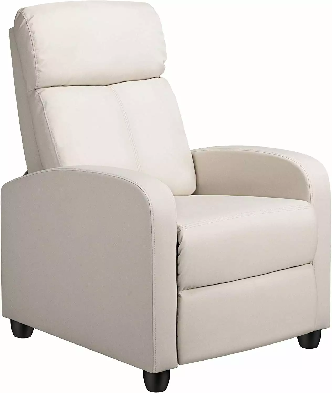 Elegant Single Recliner Chair Padded Seat PU Leather - Recreation Room Sofa Recliner Home Theater Beige