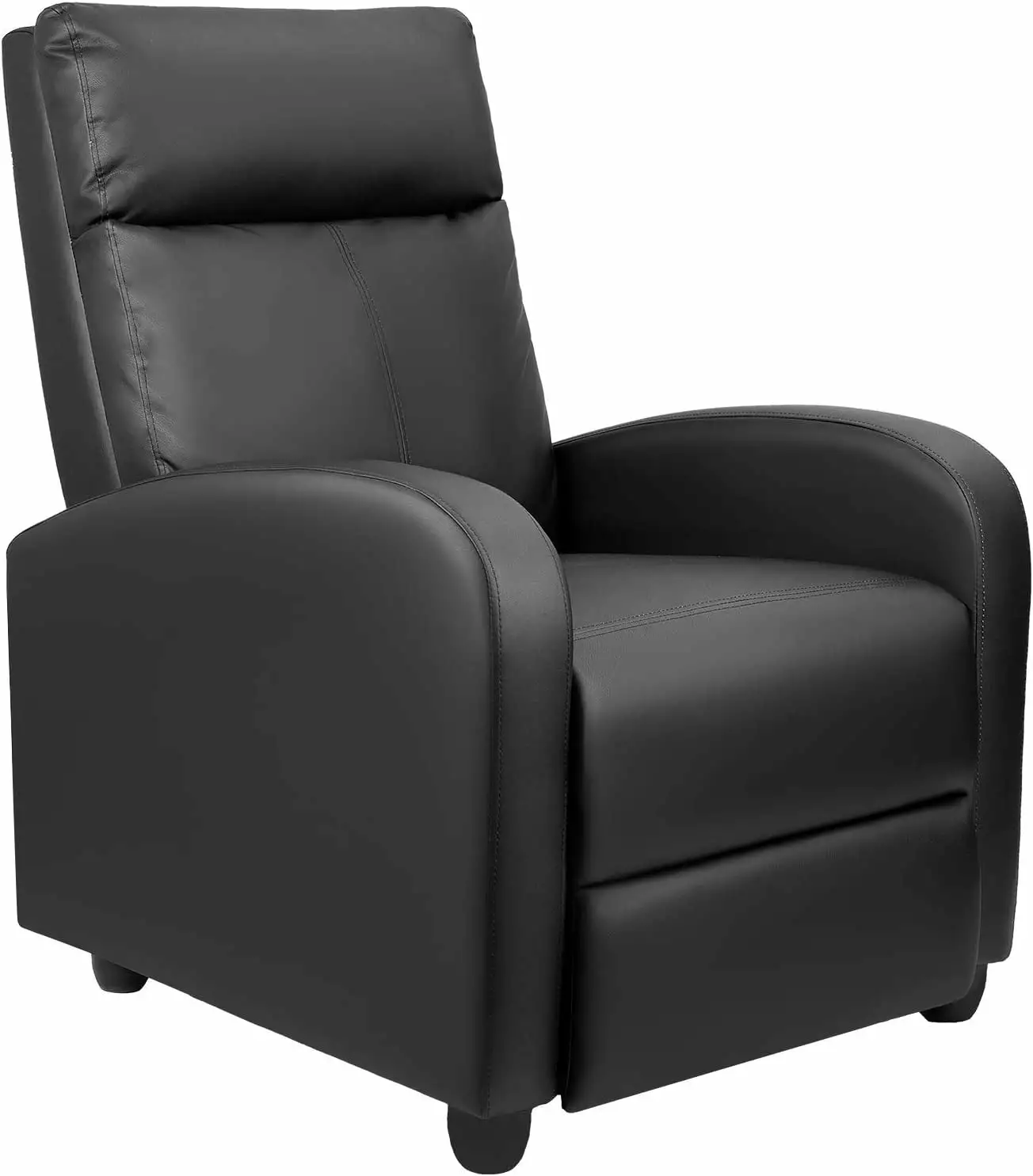 Modern PU Leather Recliners Chair Adjustable Home Theater Seating Sofa Padded Cushion Black - Large Size LukeMax