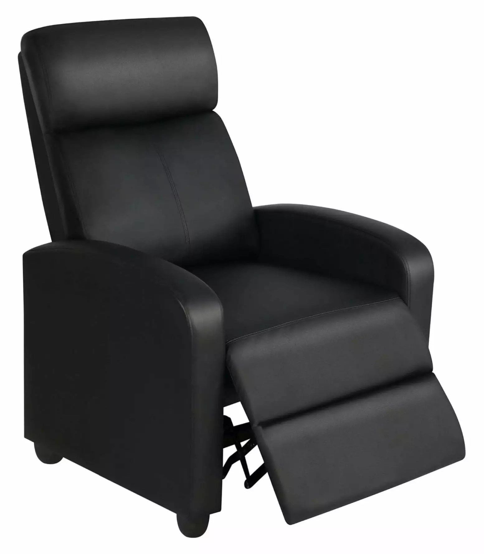 Wension Single Recliner Chair Padded Seat PU Leather Home Theater Chair Black