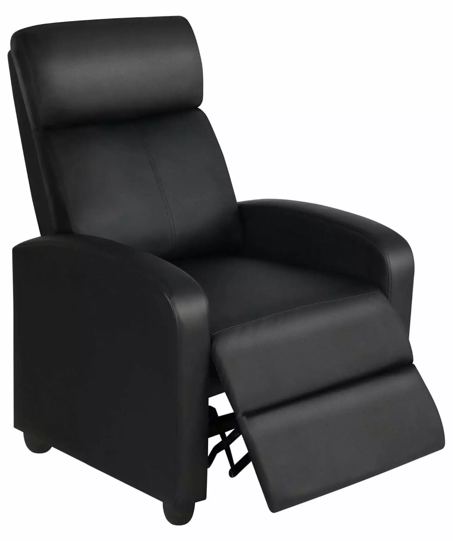 Zazesaby Single Recliner Chair Padded Seat PU Leather Home Theater Chair Black