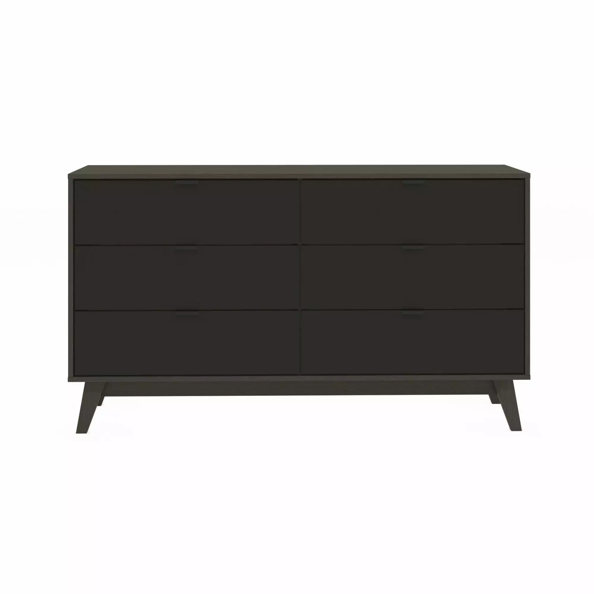Hanford 6-Drawer Horizontal Dresser Dark Brown and Black Bedroom Storage K1 International Group