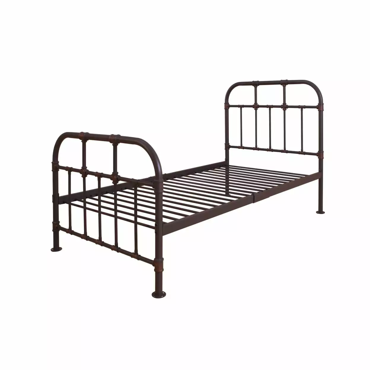 Industrial Style Metal Twin Bed Pipe Frame - Brown Saltoro Sherpi Modern Bed Frame Acme Furniture