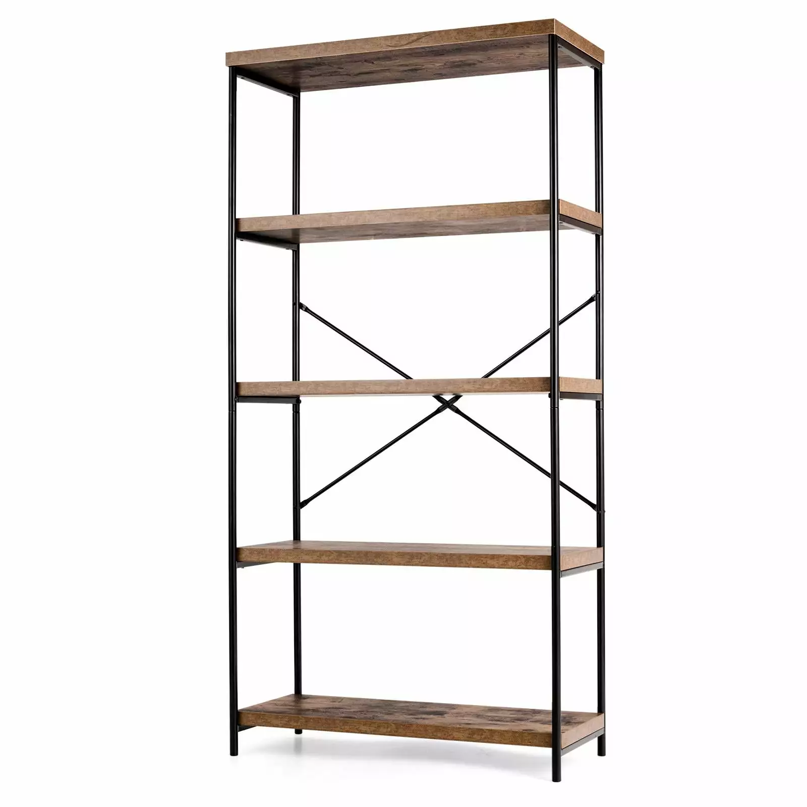 Giantex 4-Tier Bookshelf Display Storage Arranger Ample Space Iron Frame Vintage Shelves Home Office