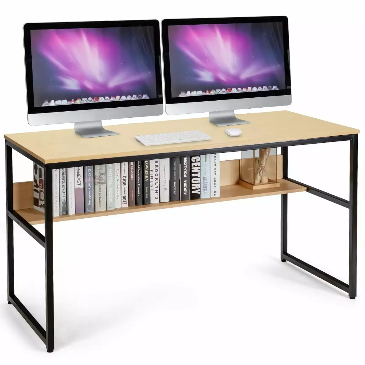 Giantex Industrial Computer Desk Storage Shelf Large Desktop Sturdy Metal Construction