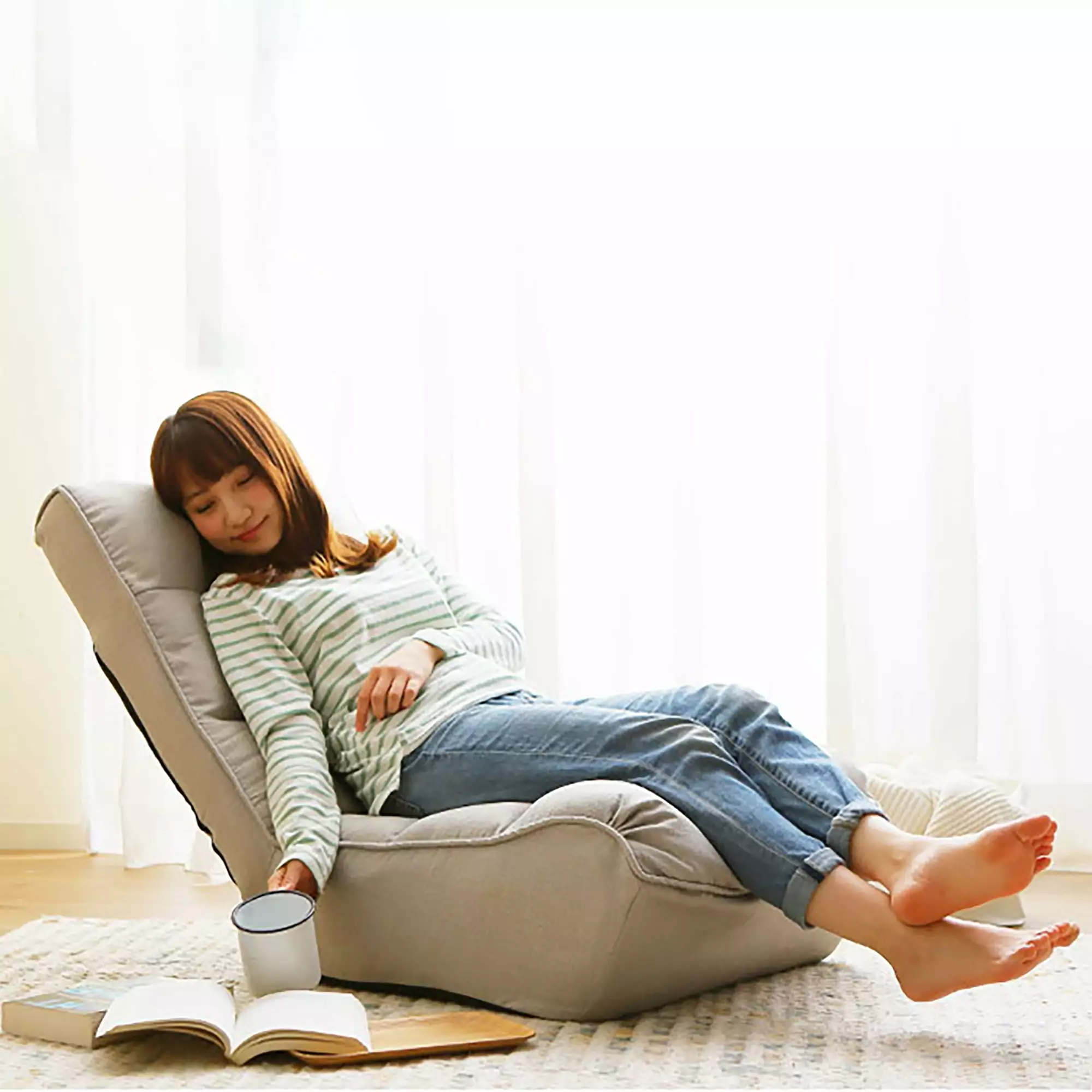 Single Sofa Reclining Chair Japanese Lazy Sofa Adjustable Leisure Chair Jamini
