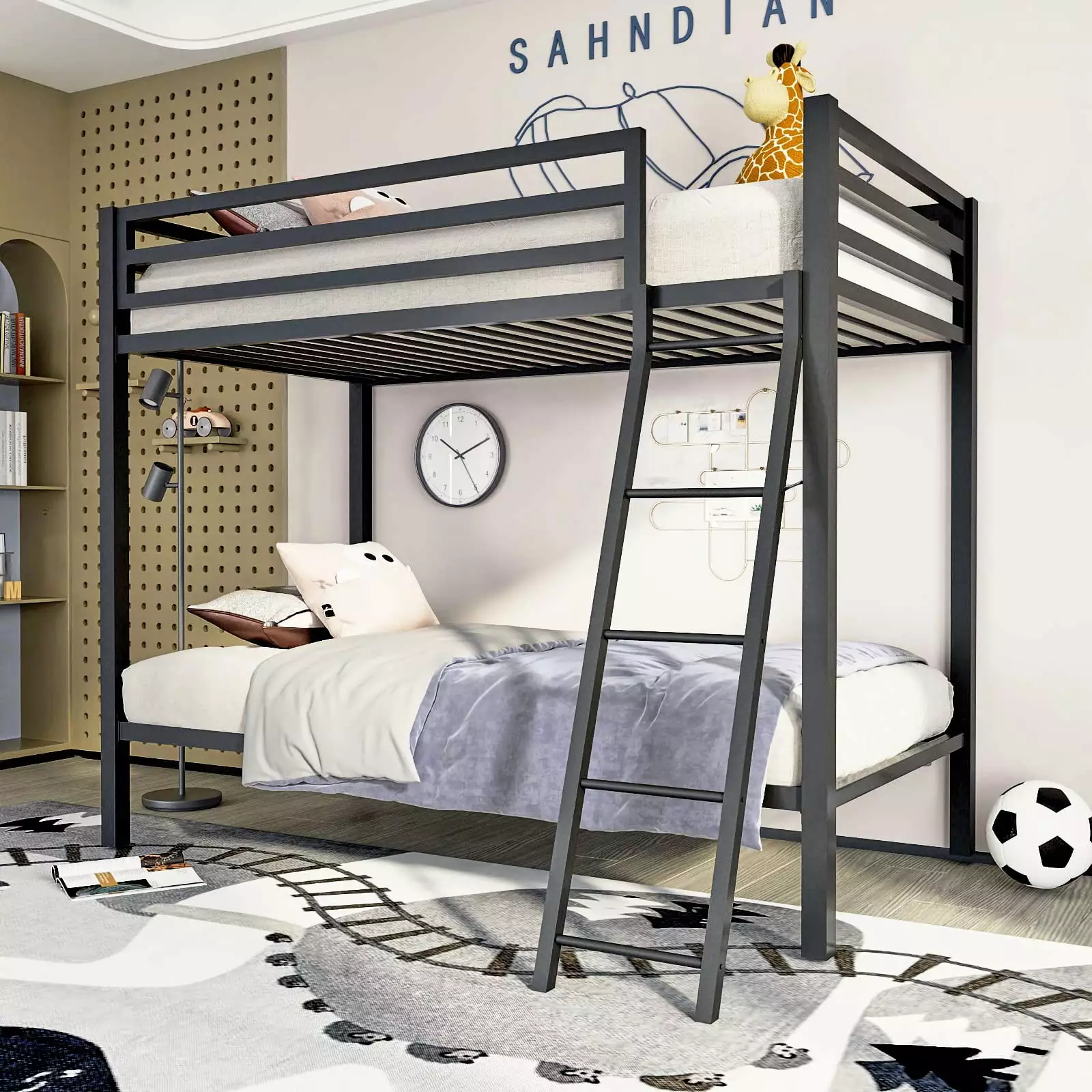 Einfach Bunk Bed Junior Twin over Twin Size Bed Black