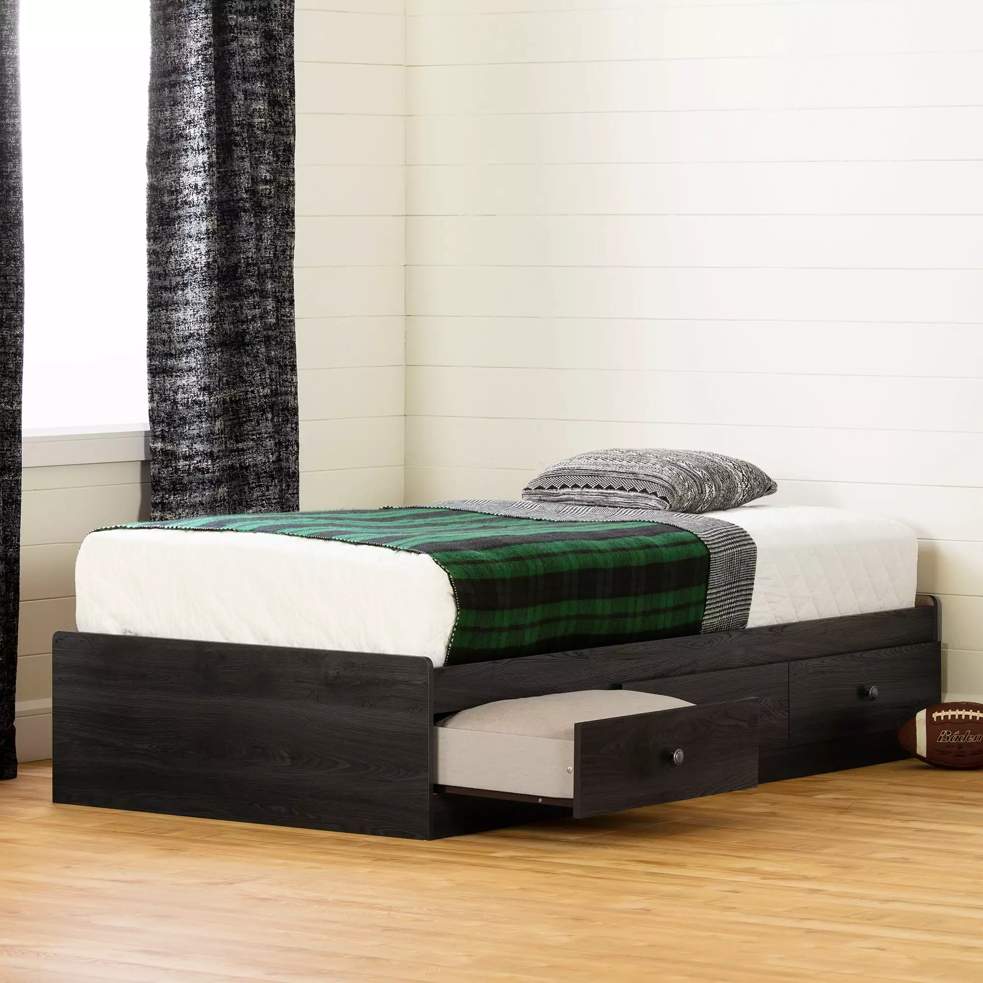 Gray Oak South Shore Zach Mates Bed 3 Drawers