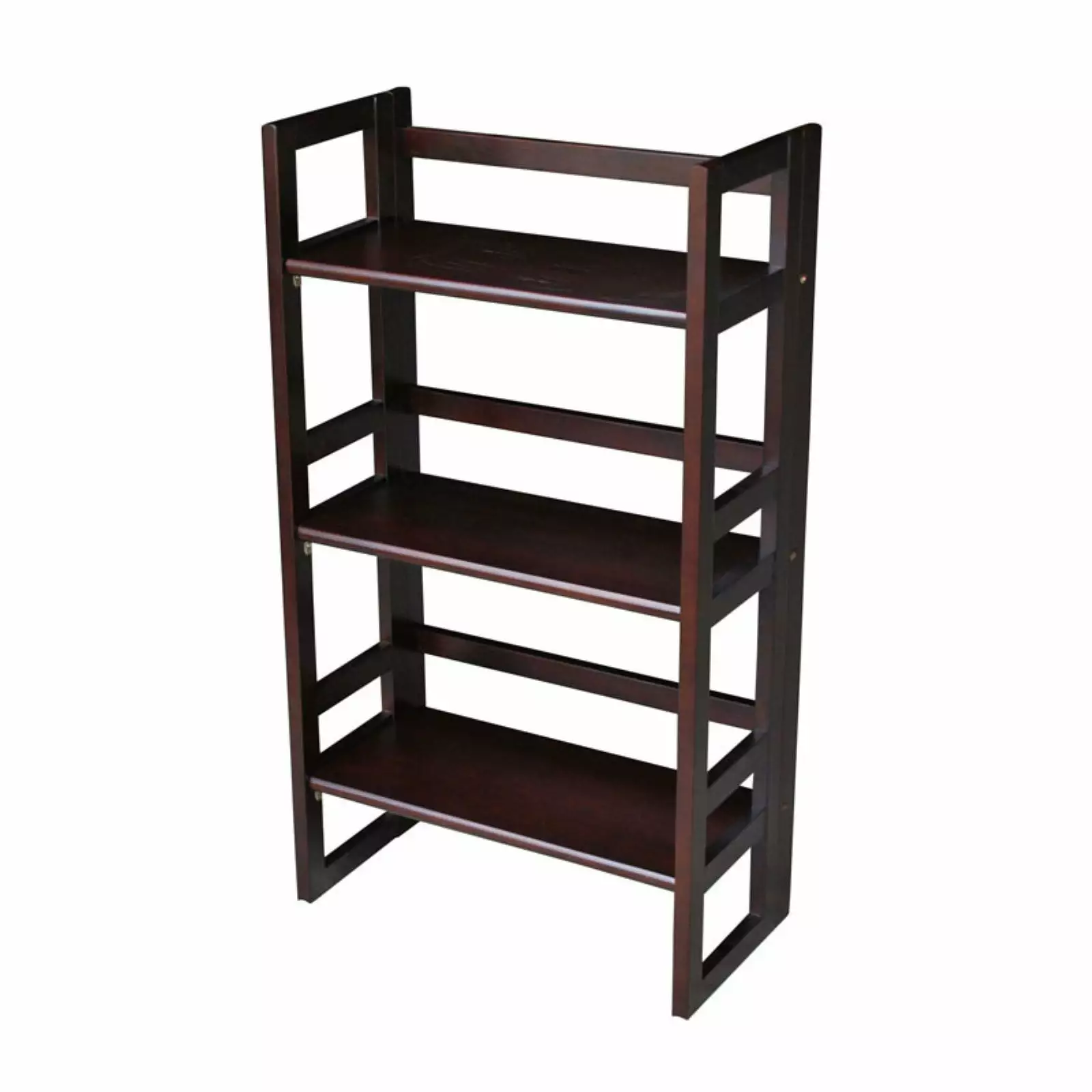 3-Shelf Folding Student Bookcase 20.75 Inches Wide Espresso Compact Bookshelf Casual Home