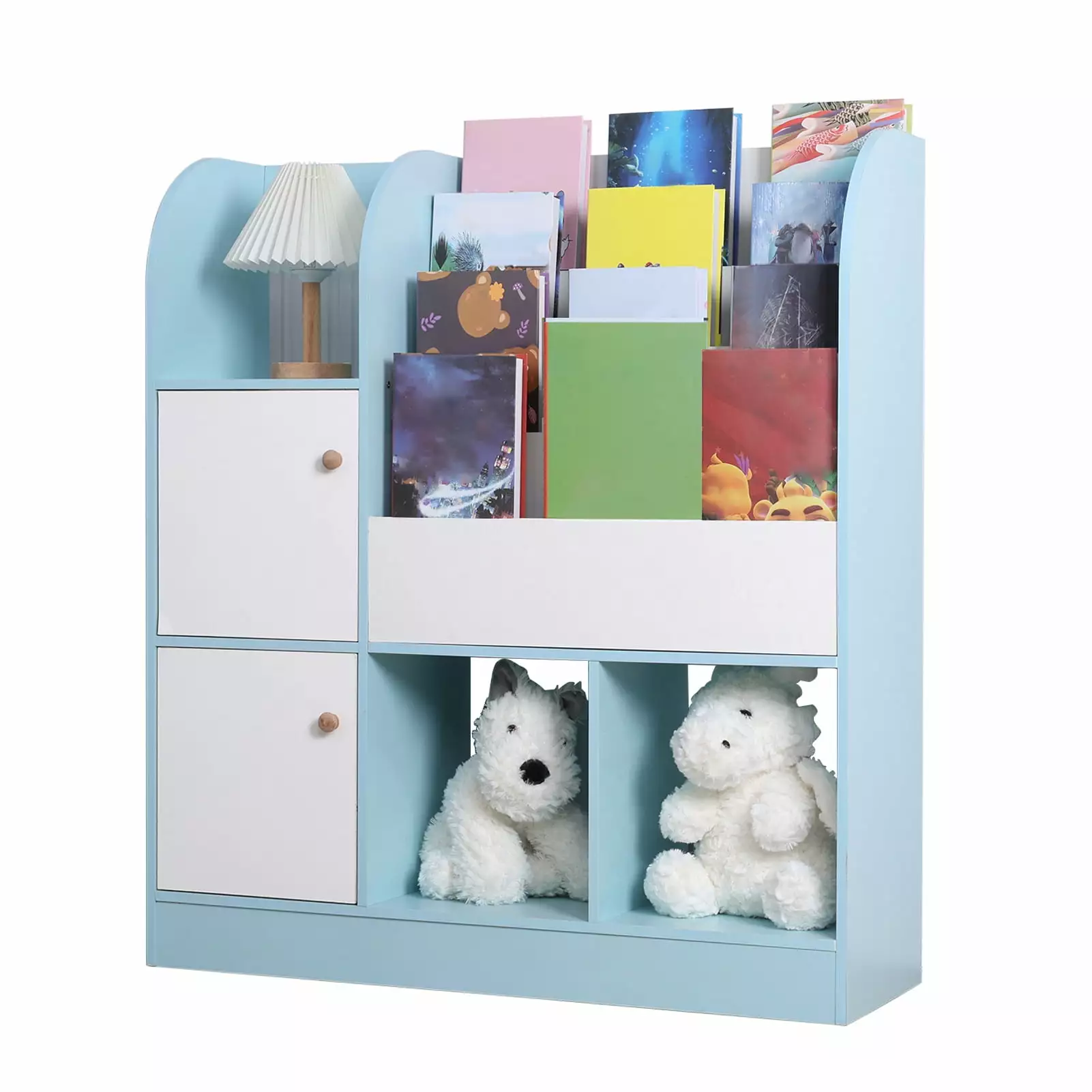 Splendid 4-Tier Bookcase Book Slots Kids Bookshelf Storage Cabinet Bedroom and Playroom