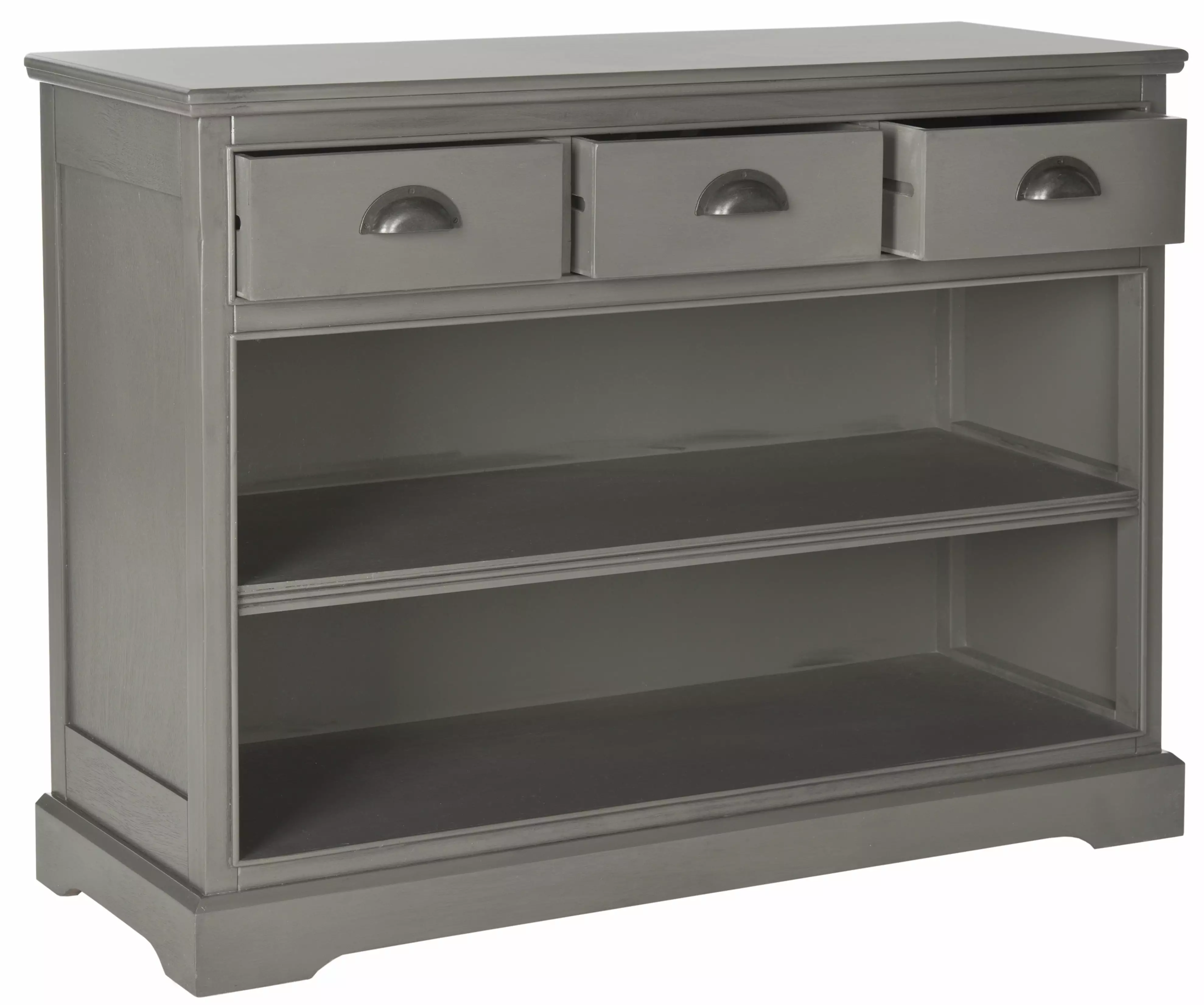 SAFAVIEH Prudence Bookshelf Storage Unit 3 Drawers Grey Modern Bookcase