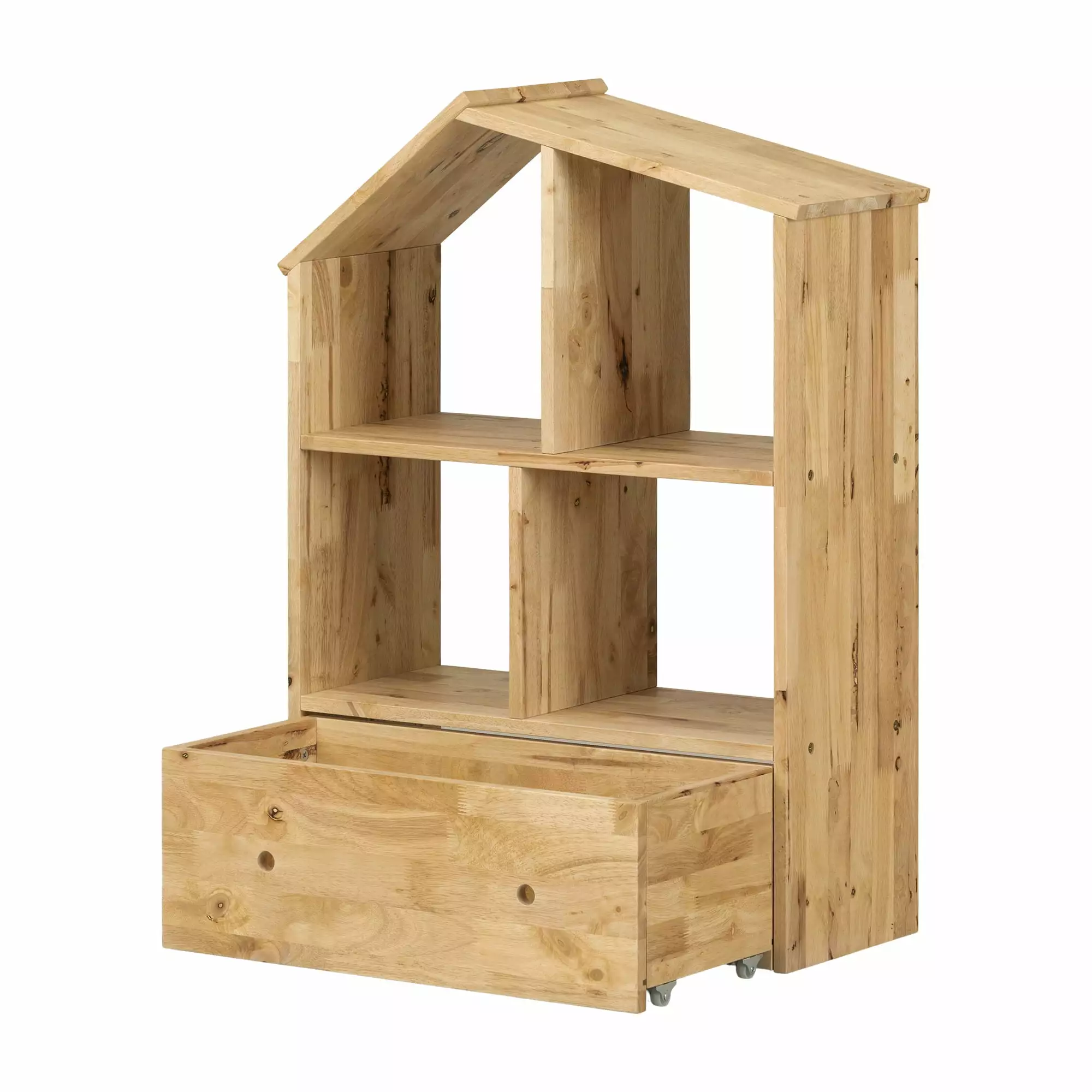 South Shore Sweedi Scandinavian Bookcase Storage Bin Natural Wood