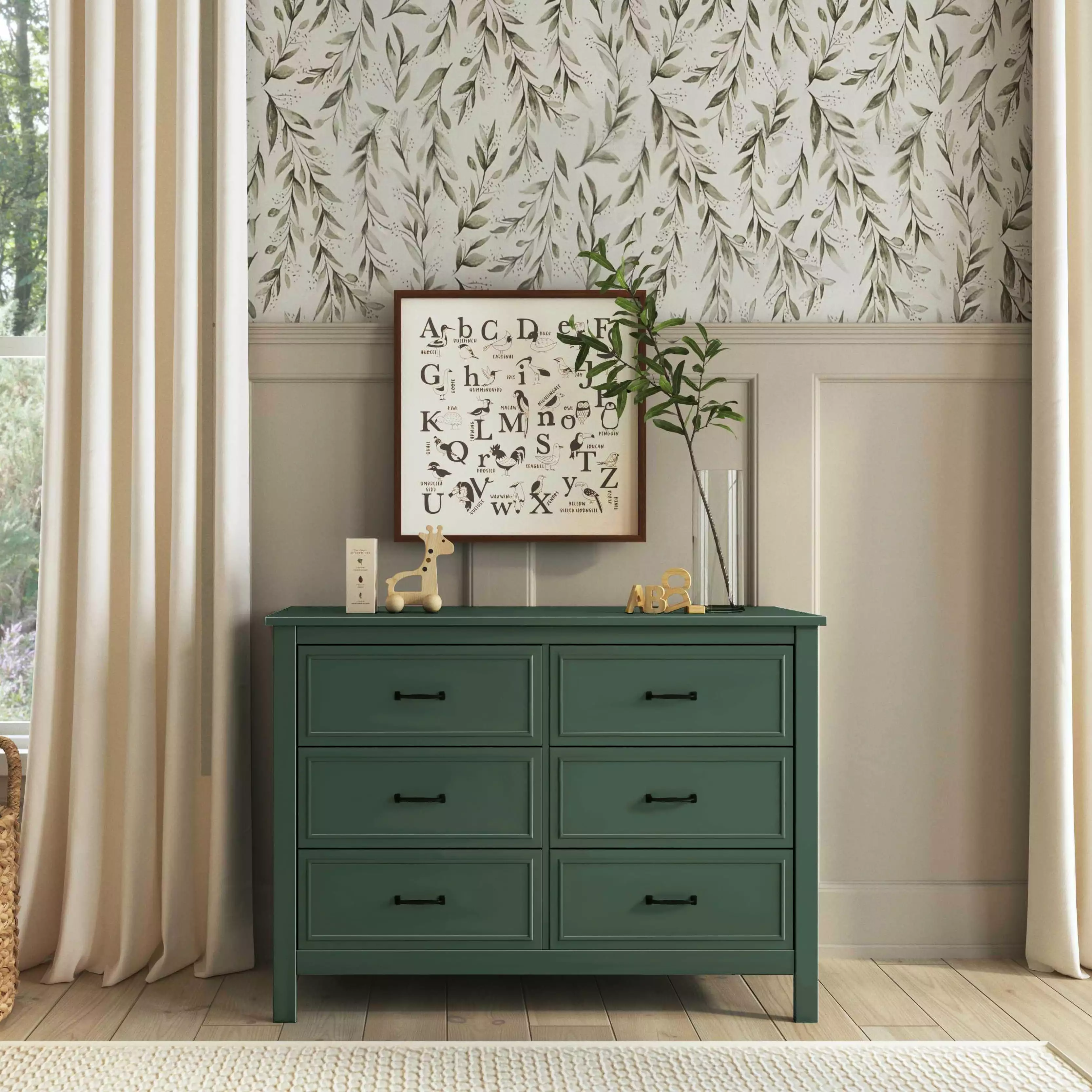 DaVinci Forest Green Charlie 6-Drawer Double Dresser Nursery Kids Furniture