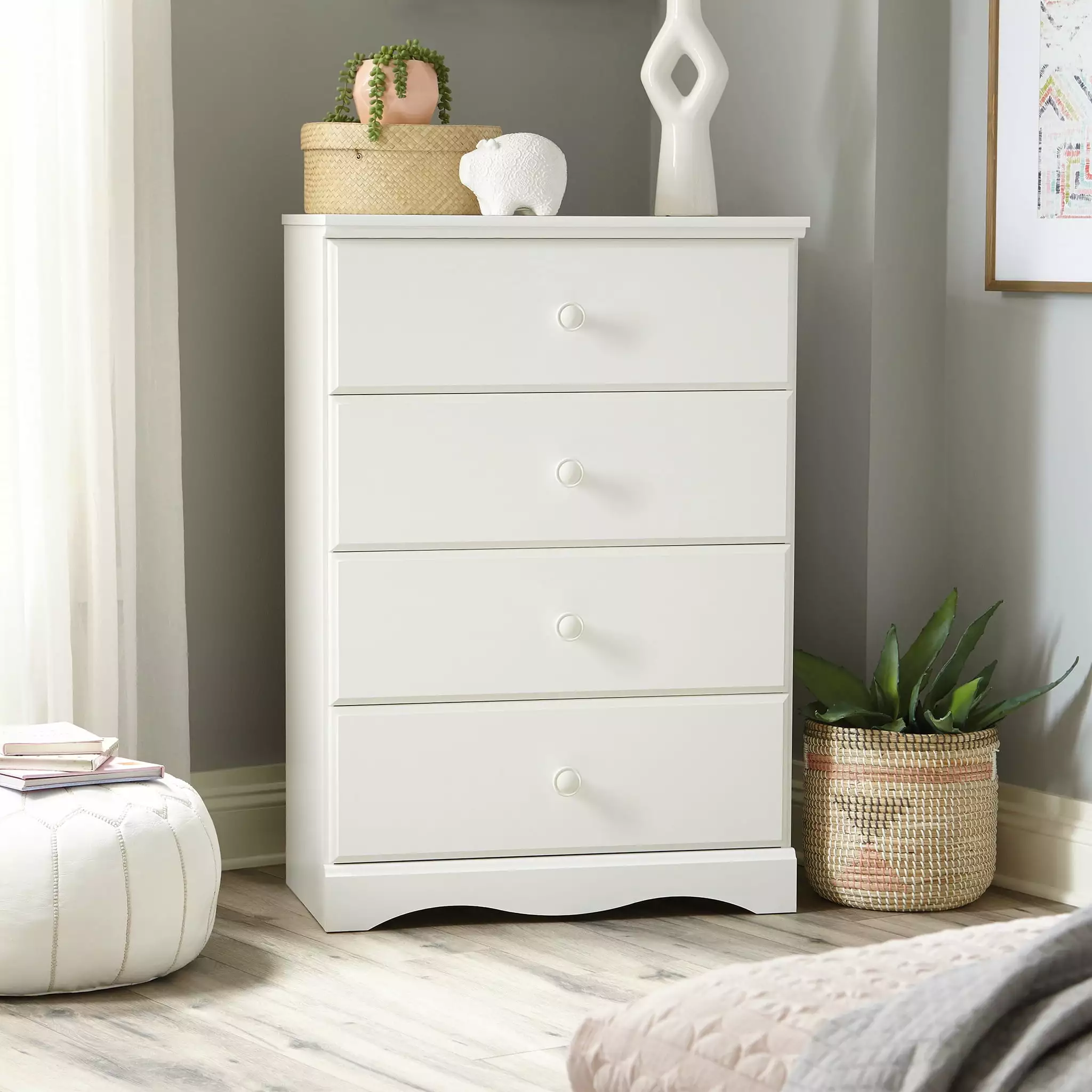 Sauder Storybook 4-Drawer Dresser Soft White Finish - Kids Bedroom Storage