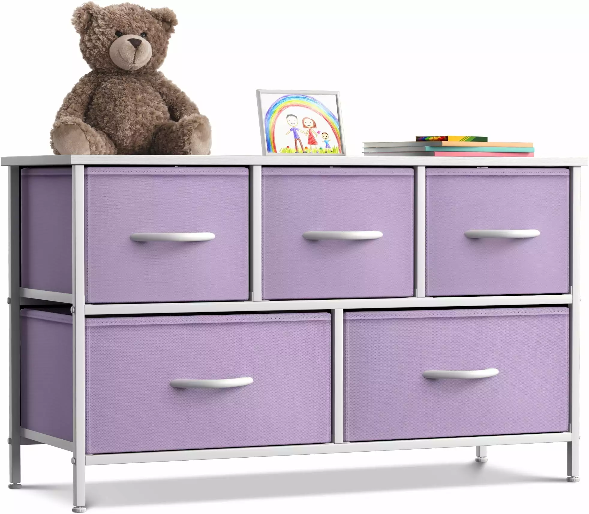 Sorbus Dresser 5 Drawers Purple Storage Chest Kids Teens Bedroom Furniture