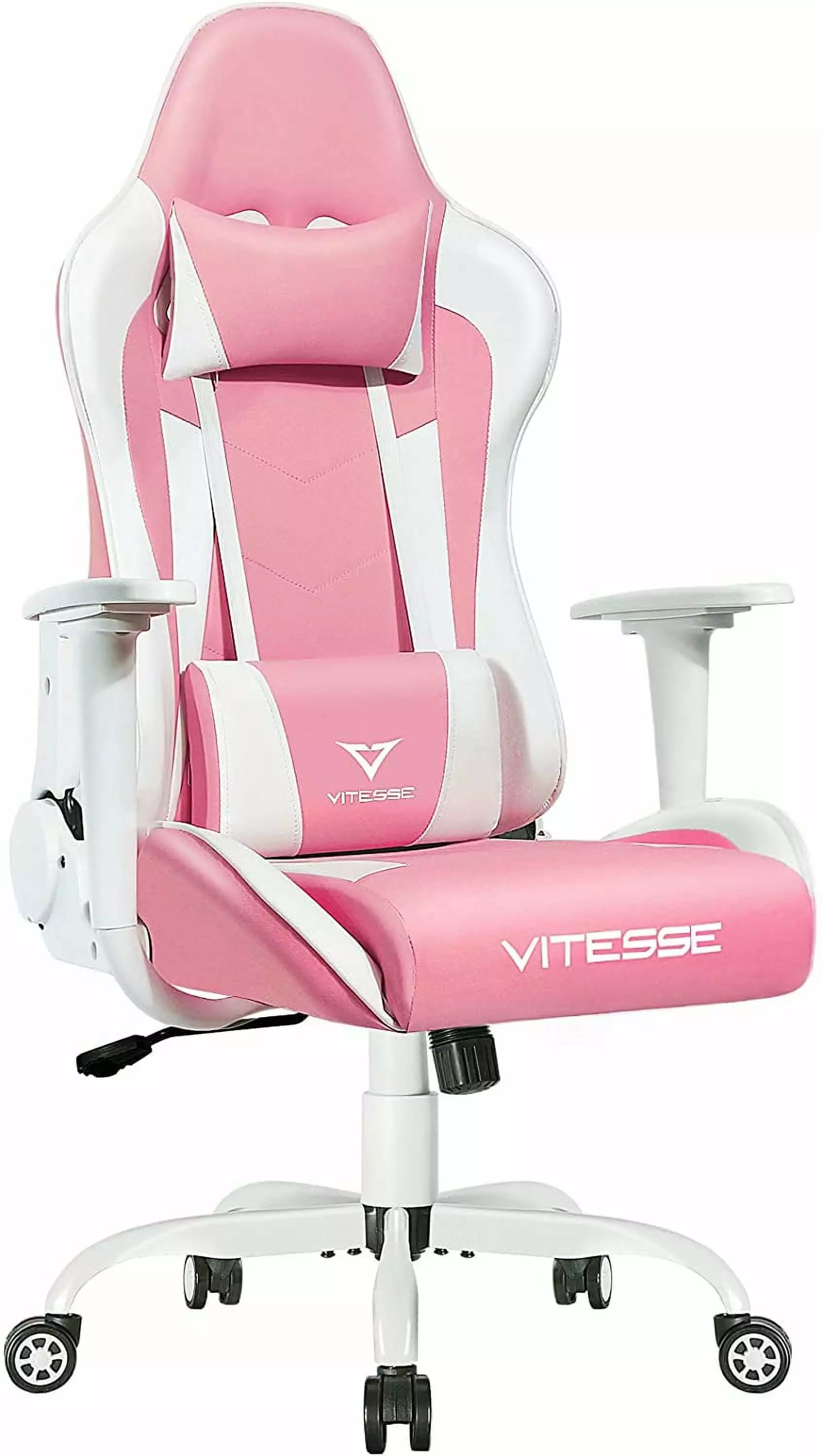 PUKAMI Pink Cute Kawaii Gaming Chair Girl Ergonomic Desk Racing Office Adjustable High Back Lumbar Support Headrest shinyswan