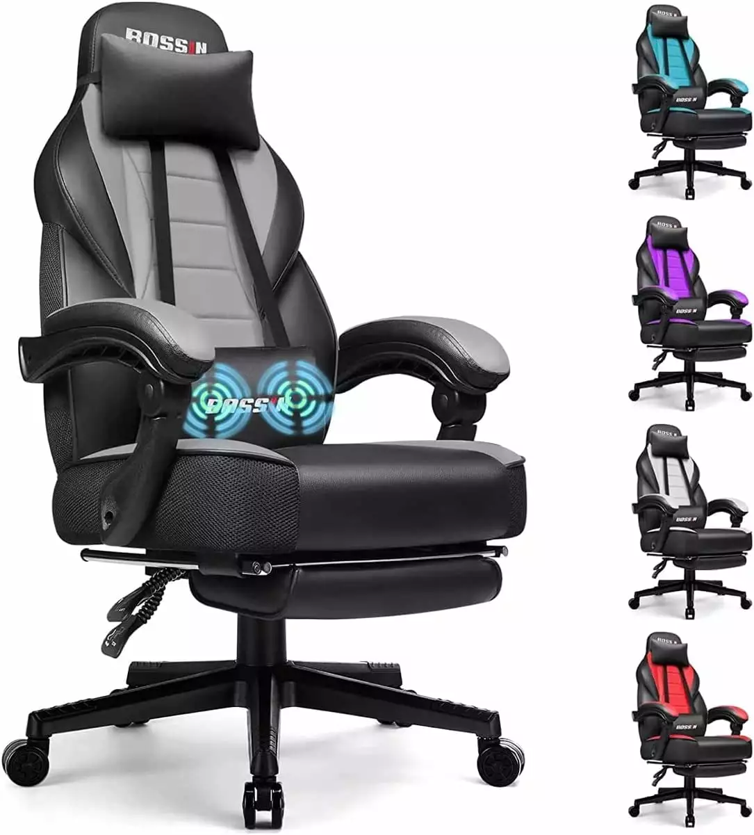 Gaming Chair Massage and Footrest - Ergonomic Heavy Duty Design Big and Tall Users - High Back Office Chair Kids WYD