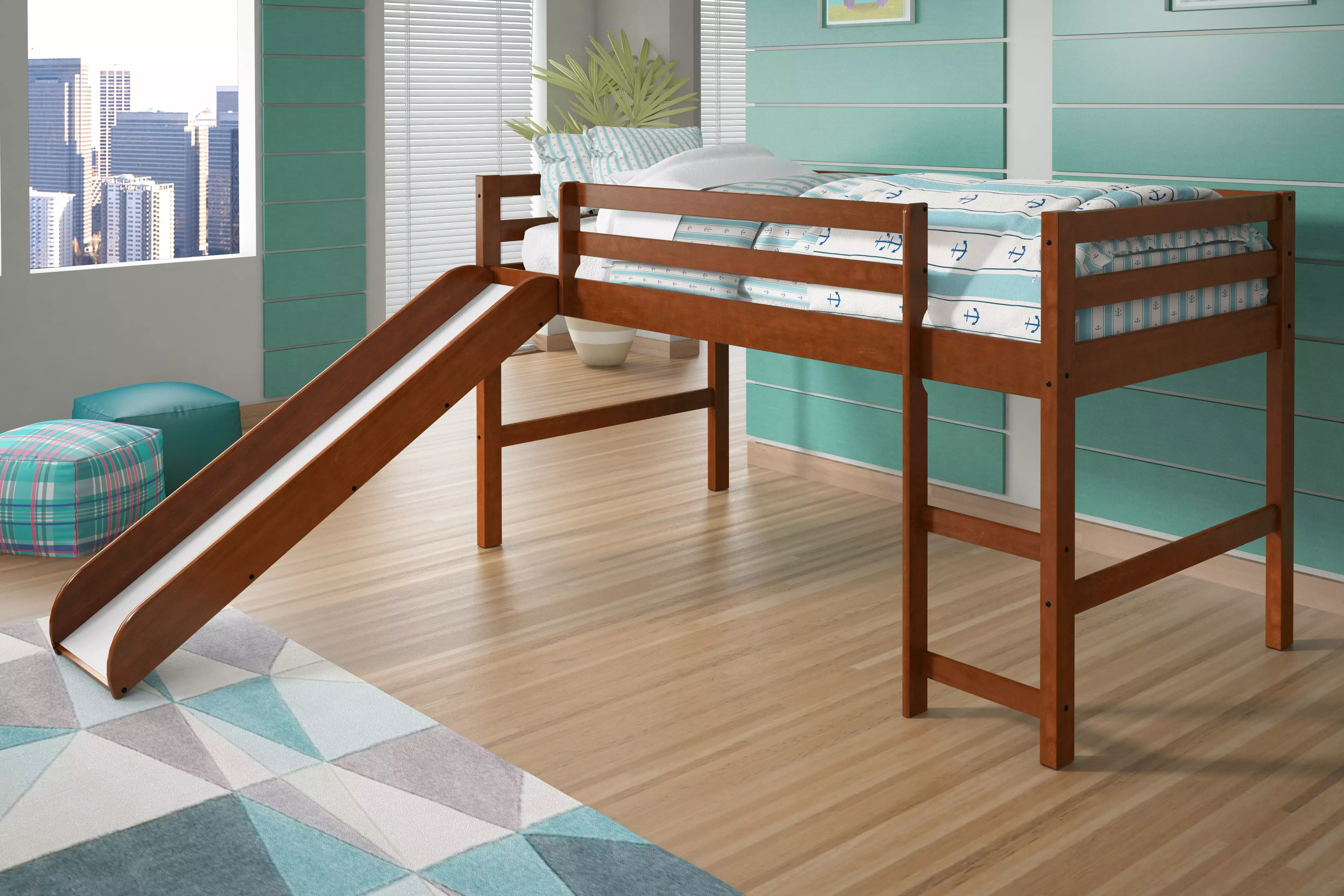 Donco Kids Twin Solid Wood Mission Low Loft Bed Espresso