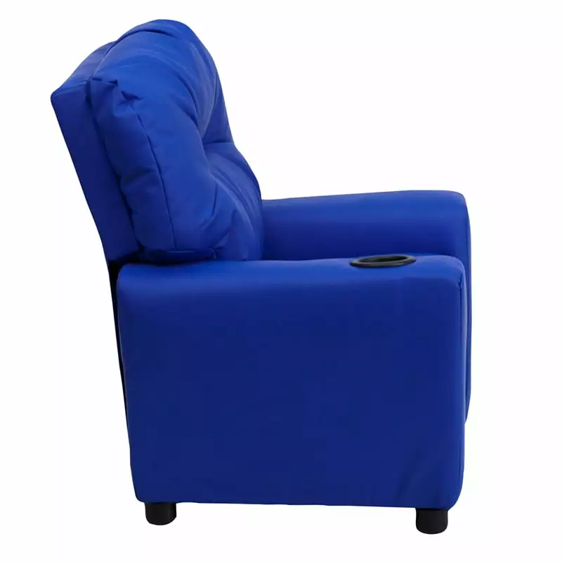 Contemporary Blue Vinyl Kids Recliner Cup Holder - Fun and Comfortable JY