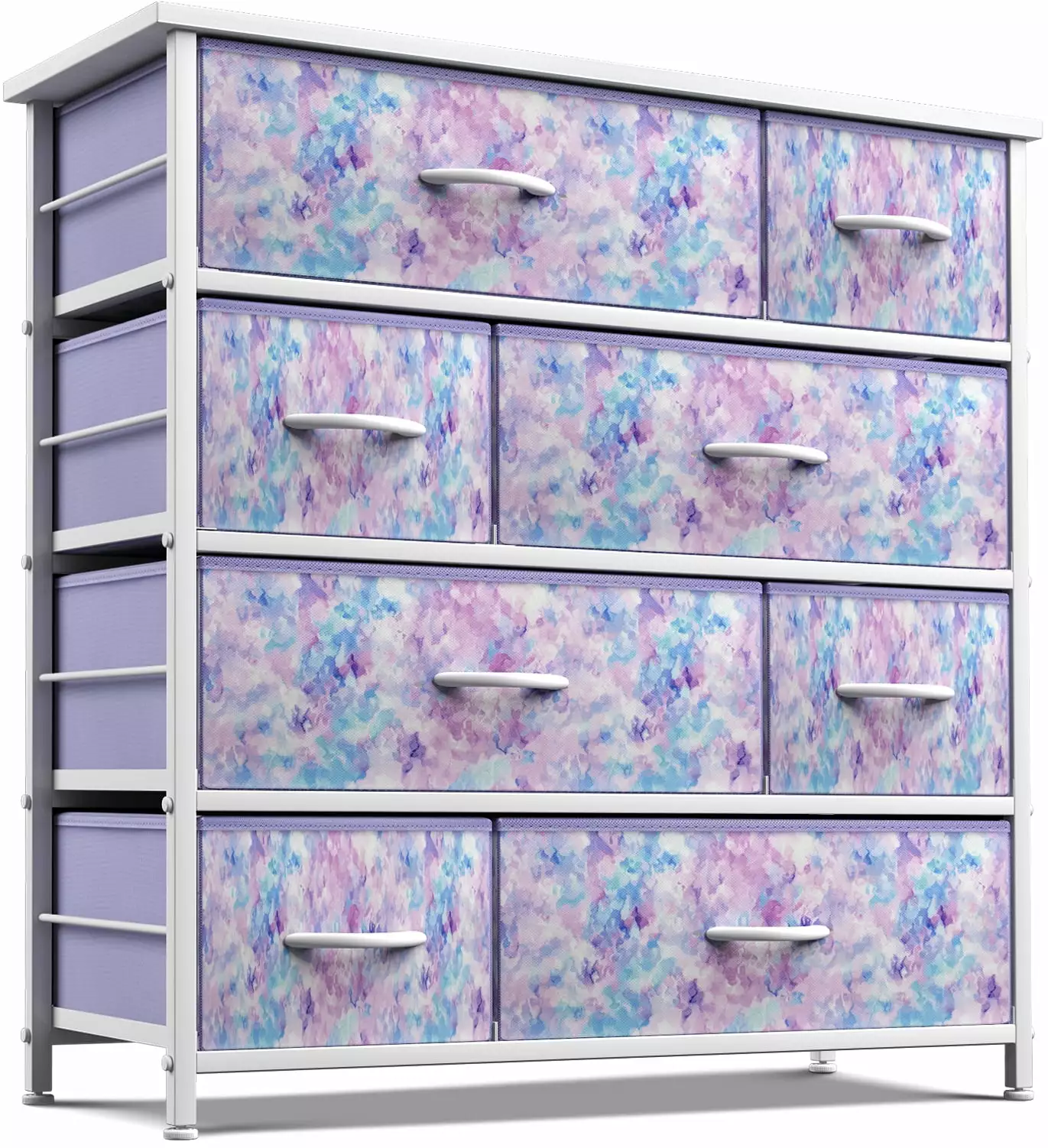 Sorbus Tie-Dye Purple Dresser Kids Bedroom 8 Drawers Storage Chest Steel Frame and Wood Top