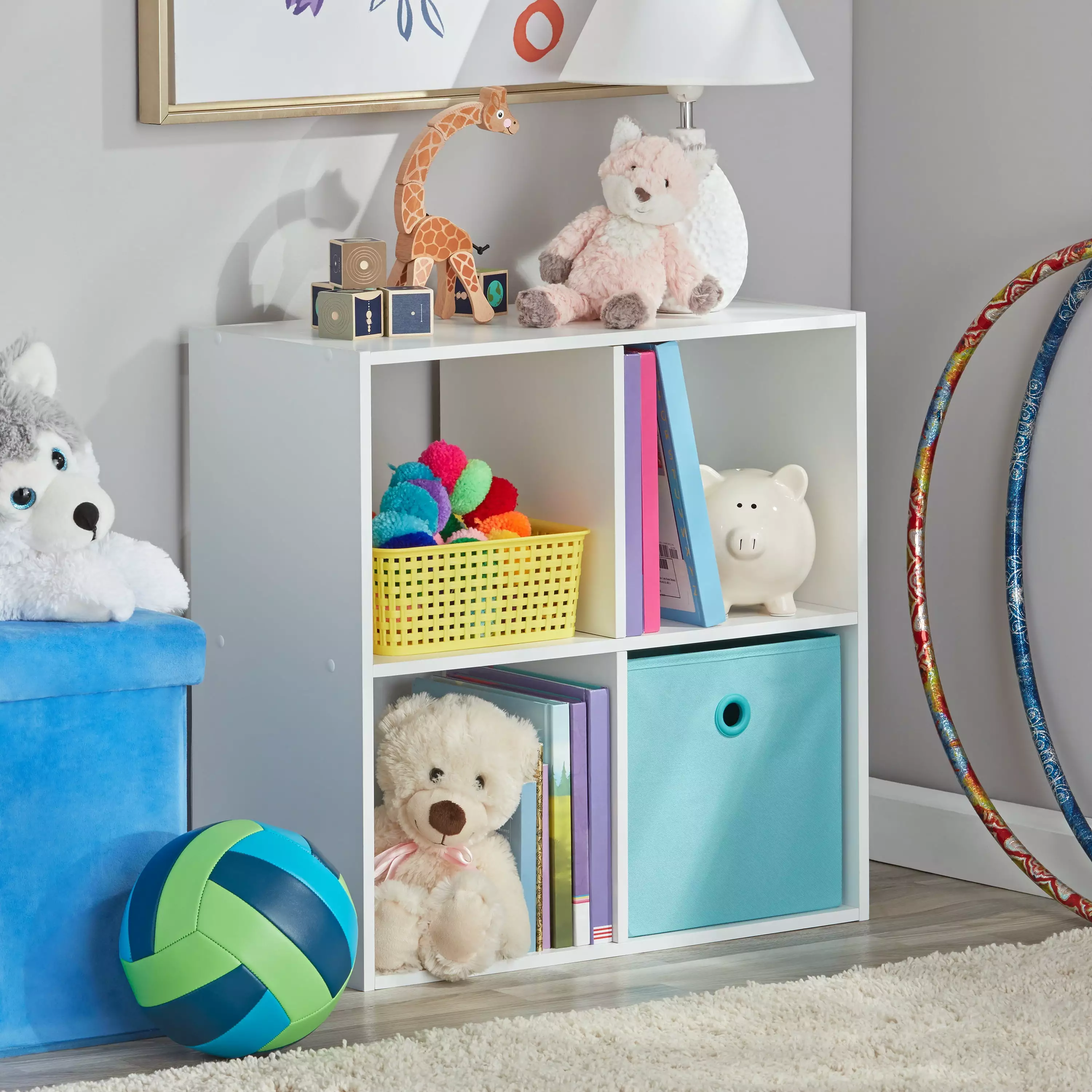 Your Zone Kids 4-Cube Storage Organizer White Bedroom or Playroom