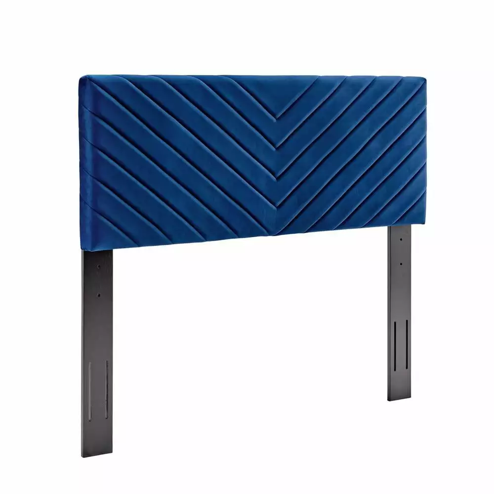Modway Alyson Angular Velvet King California King Headboard Navy Blue Upholstered Bed Frame