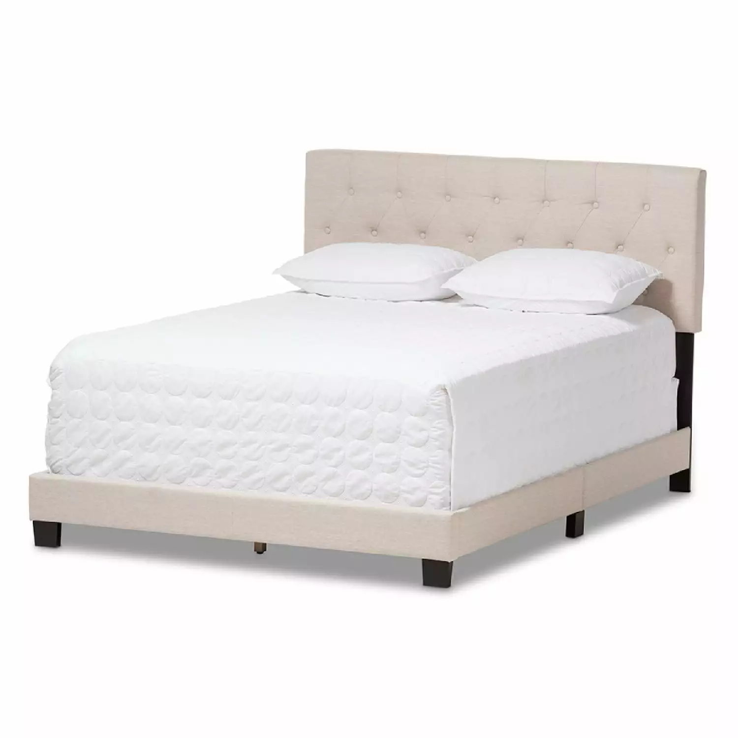 Baxton Studio Cassandra Modern Contemporary Light Beige Fabric Upholstered King Size Bed