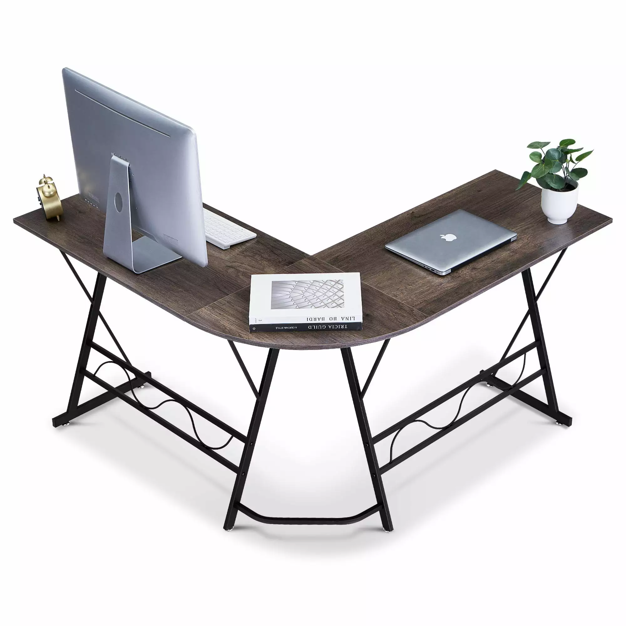 Ivinta L-Shaped Computer Corner Desk 49.6 Inch Gray Home Office Desk Ivinta Furniture