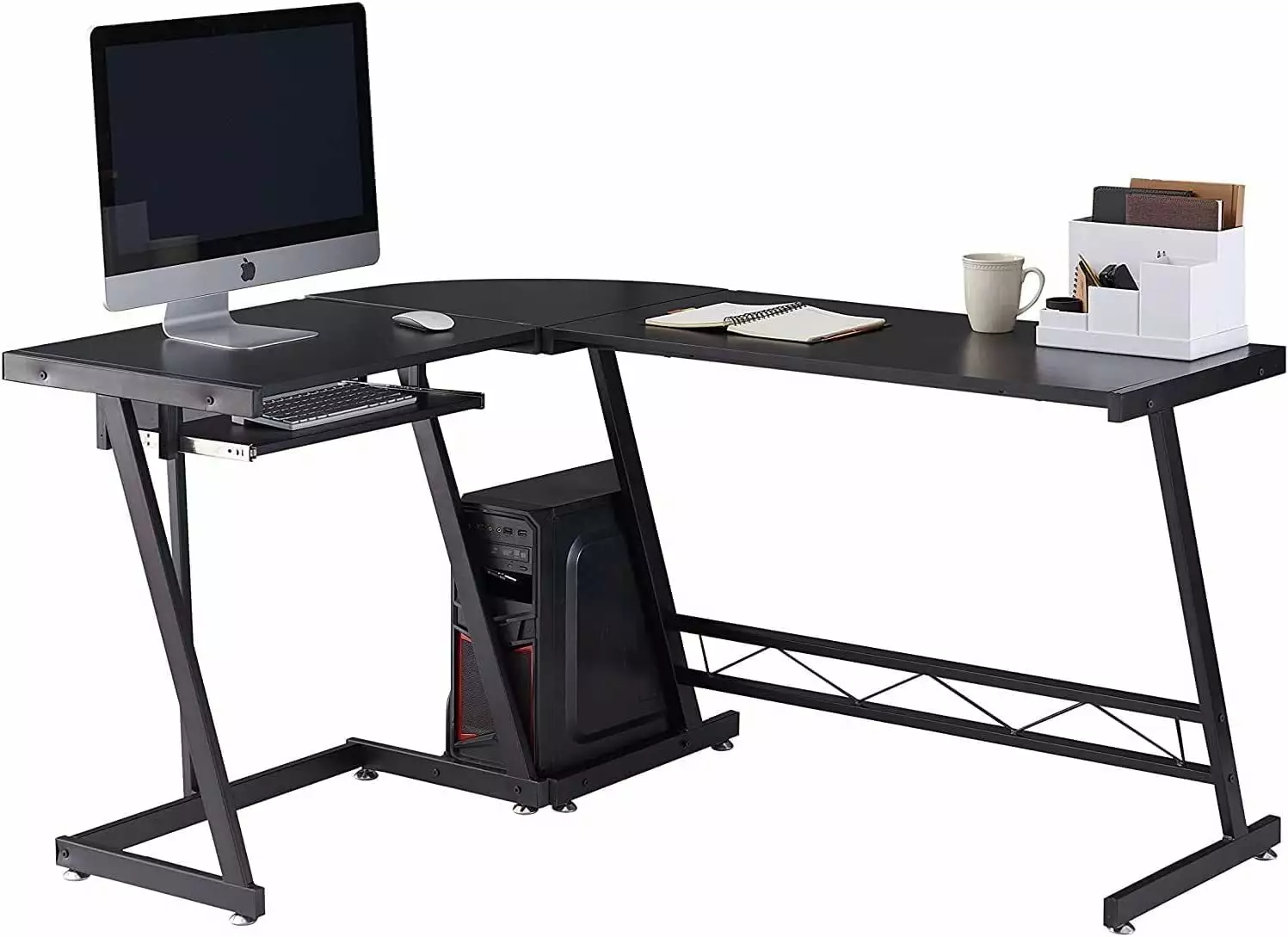 Computer Desk L Shaped Coner Gaming Desks 58 Reversible Modern Simple Design Keyboard Tray Extra Large Desk Space Home Off...