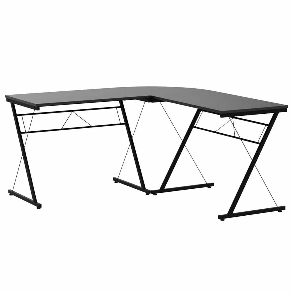 59 L-Shaped Gaming Desk - Black Home Office Computer Table Writing Workstation Study Laptop Desk Unbrand