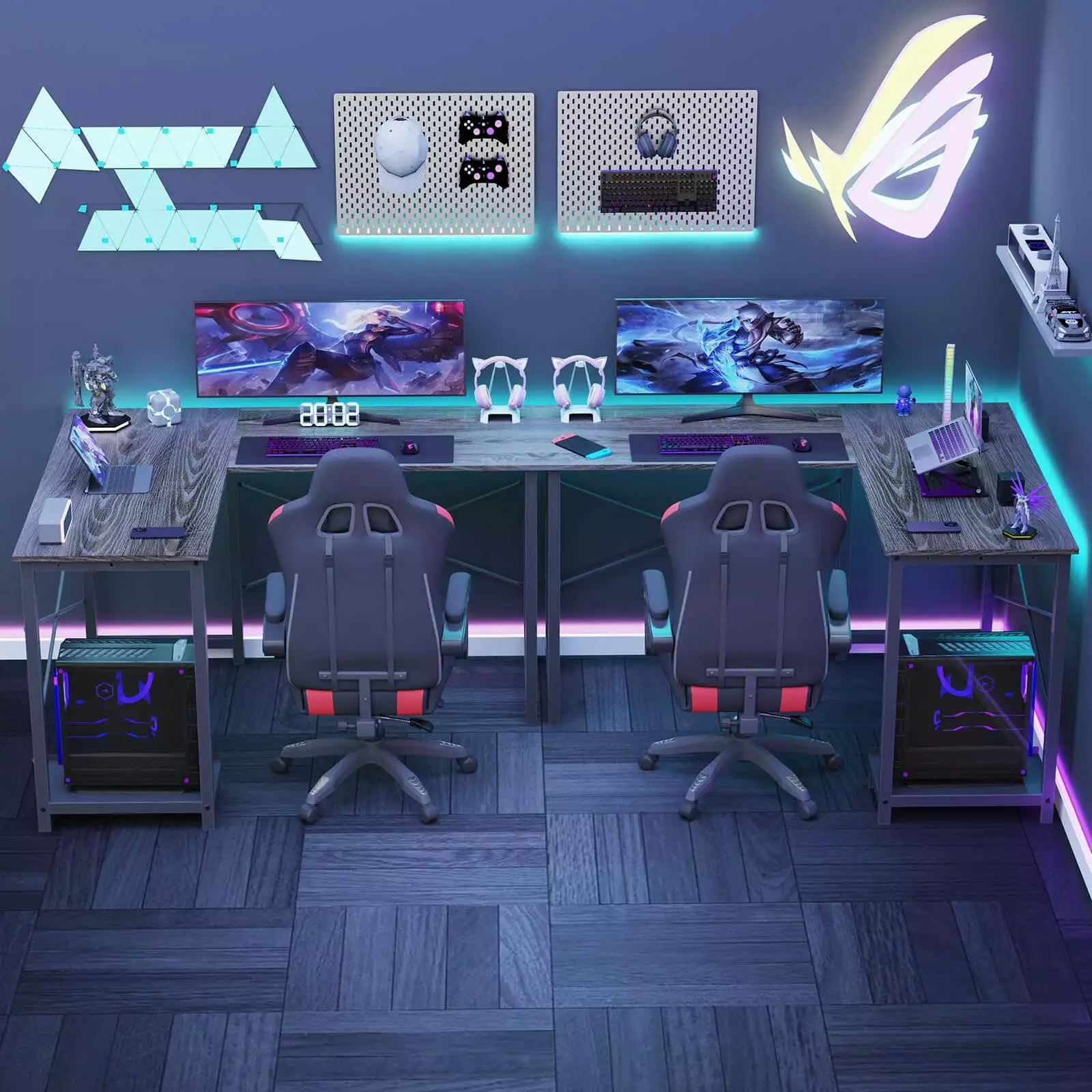 L Shaped Gaming Desk Gray W2201