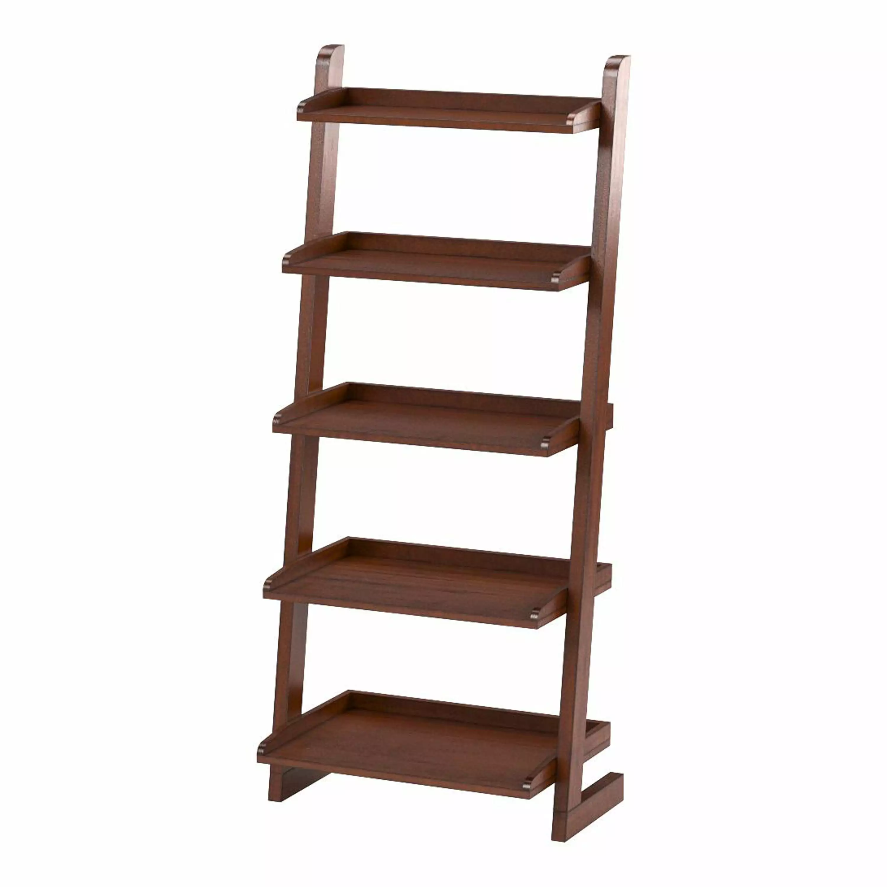 Furniture America Carley 5-Shelf Ladder Leaning Bookcase Antique Oak