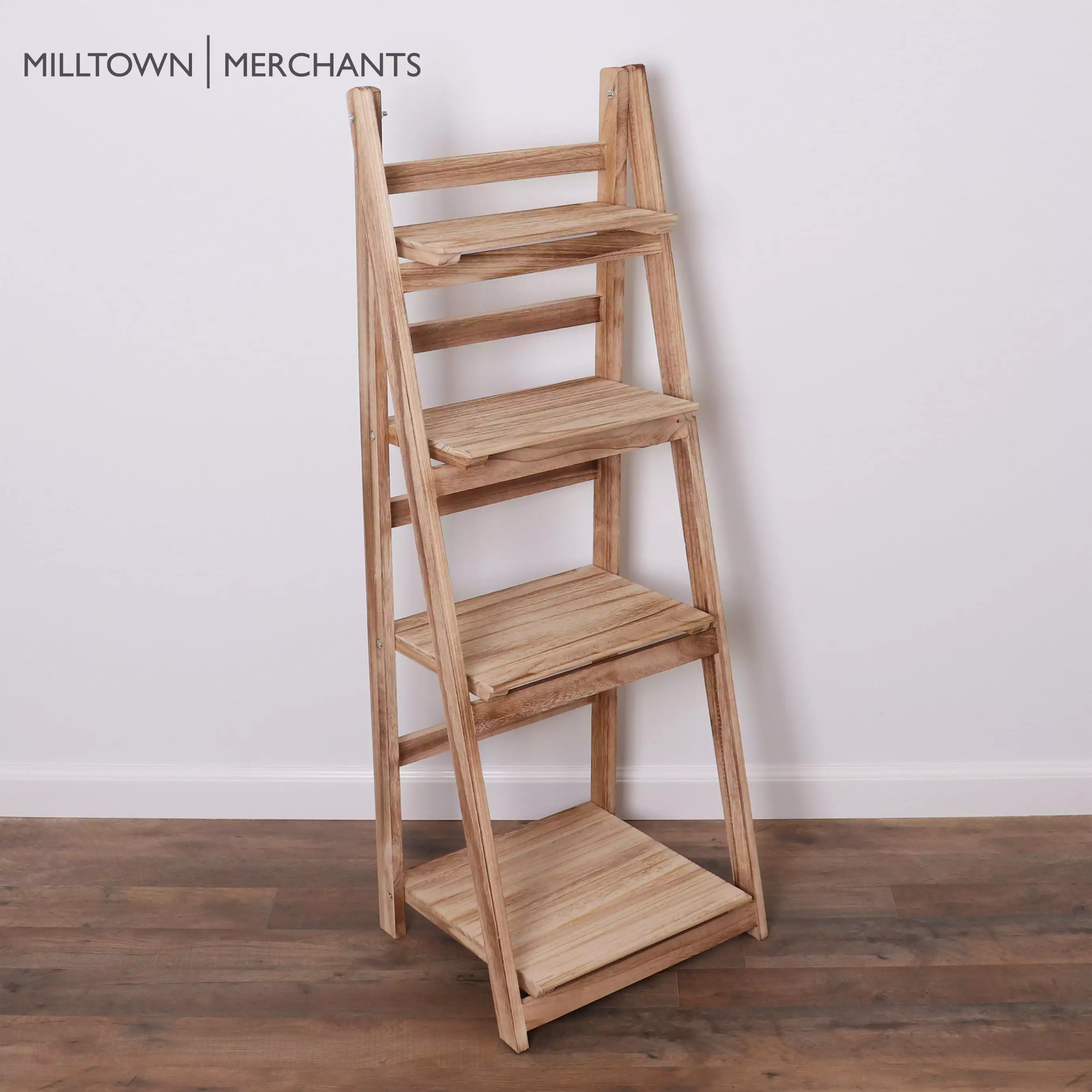 Milltown Merchants Ladder Shelf Distressed Bookshelf Leaning Shelf Rustic Home Decor Driftwood