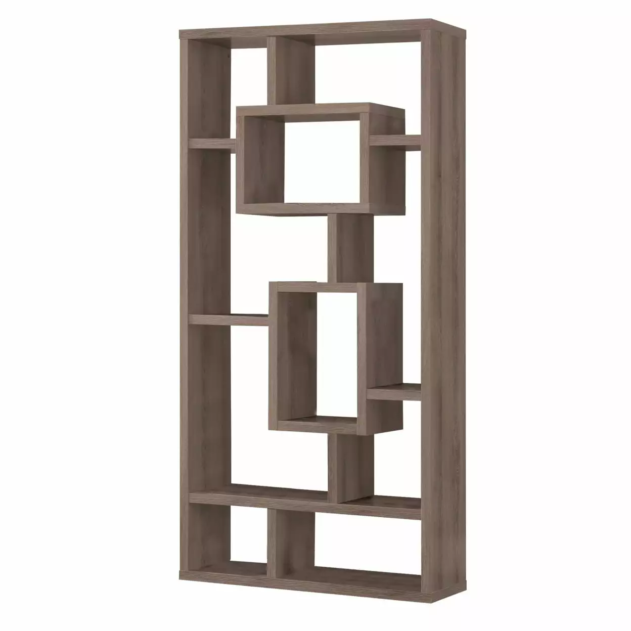 Howie 10-Shelf Bookcase Weathered Grey Large Storage Shelf Coaster Company