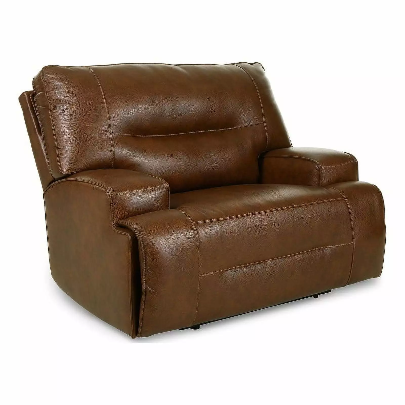 Ashley Furniture Francesca Leather Power Recliner Headrest Dark Brown - Luxury Living Room Chair