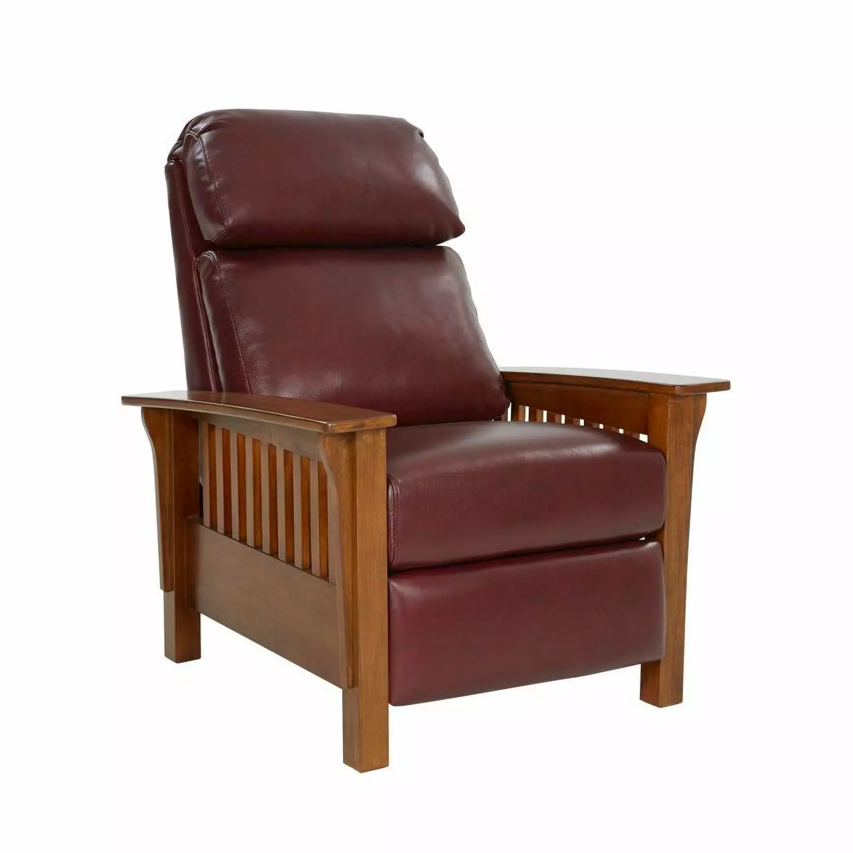 Barcalounger Mission Recliner Marisol Cabernet All Leather Comfortable Chair