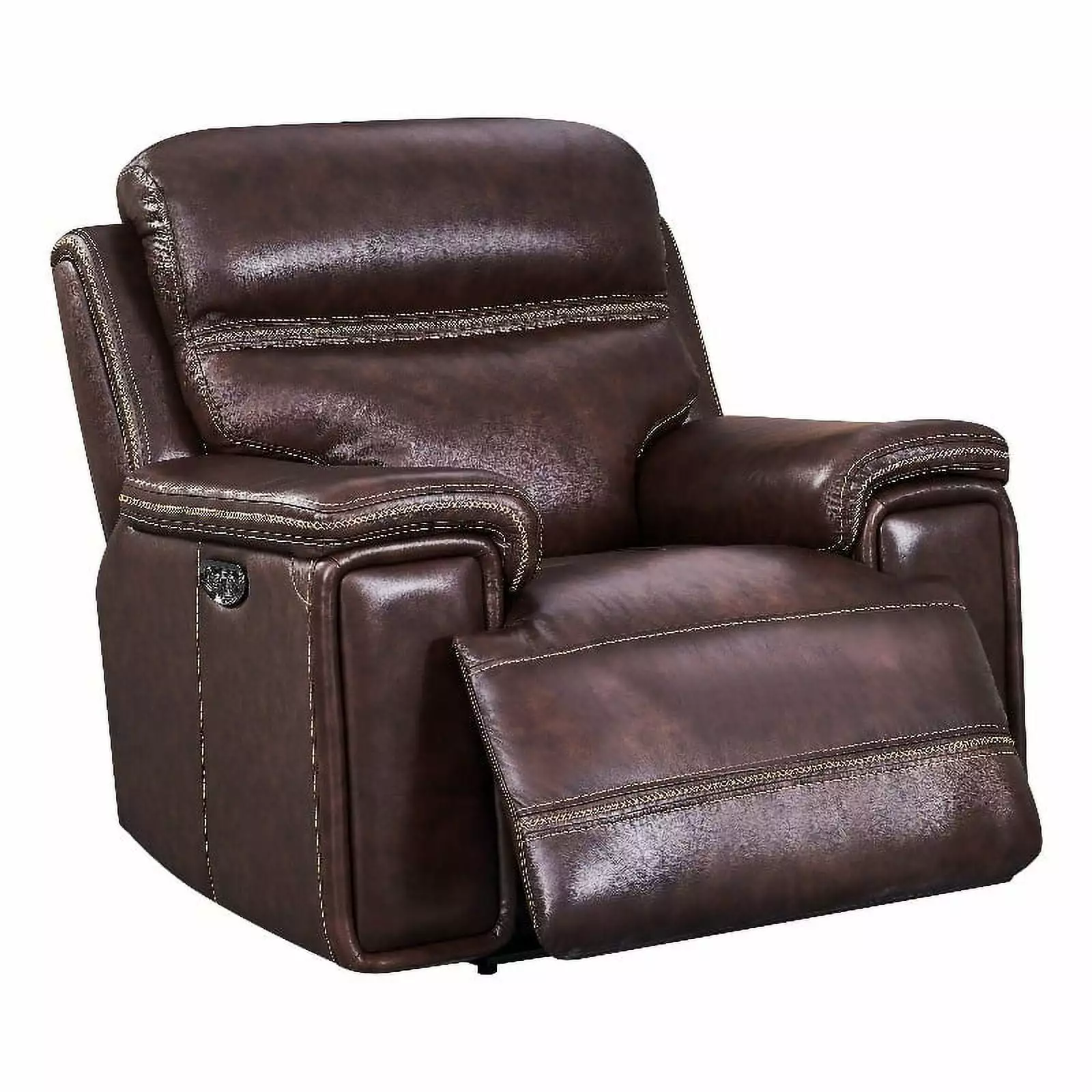 Bowery Hill Modern Genuine Leather Recliner Chair Hardwood Frame Brown