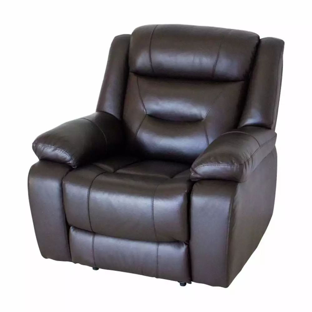 DeeHome Kalispell Brown Top Grain Leather Recliner Power - Premium Comfort Living Room Chair