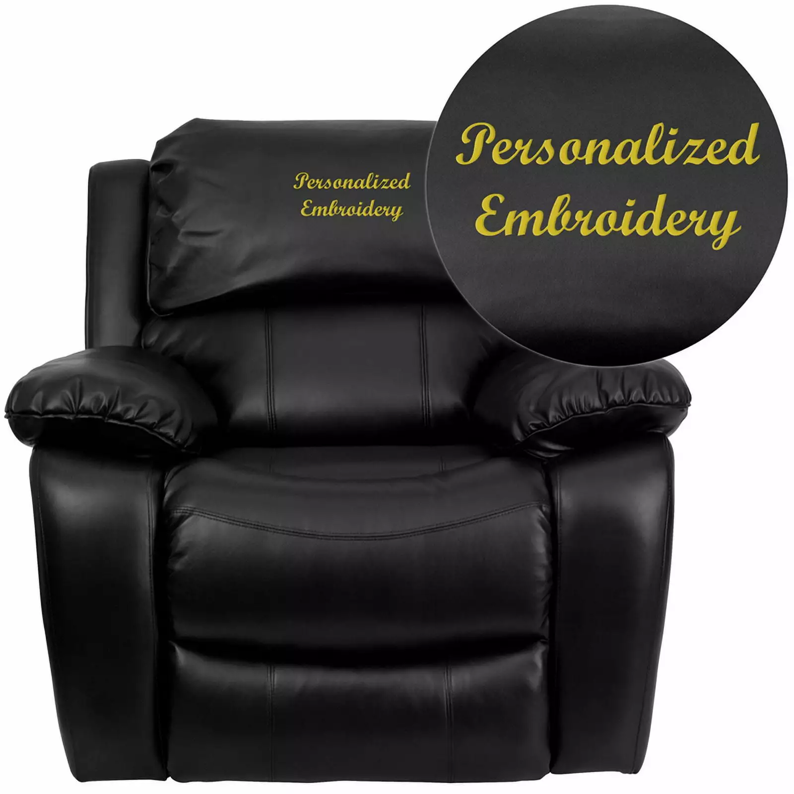 TXT Black Leather Recliner MEN-DA3439-91-BK-TXTEMB-GG Elegant Living Flash Furniture