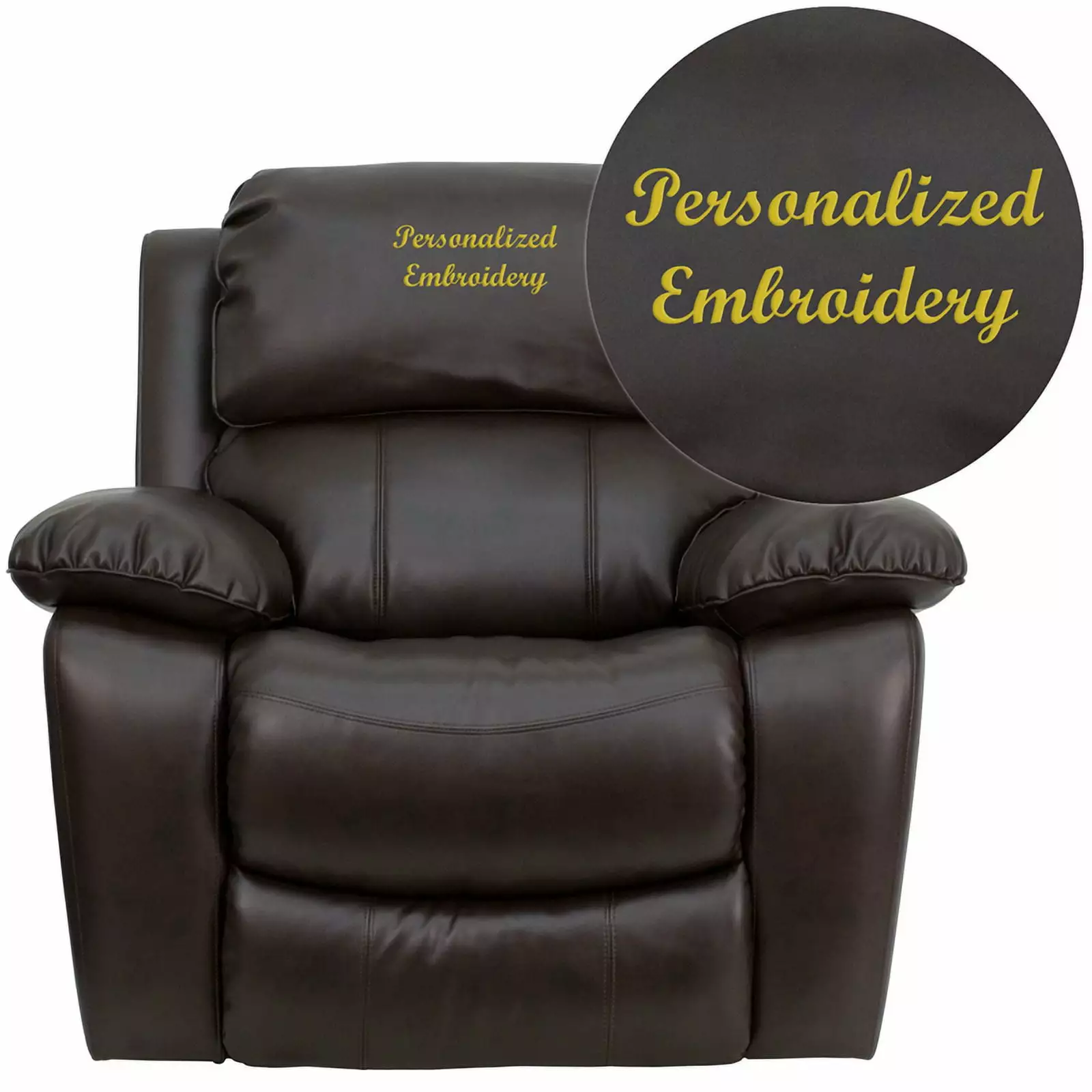 TXT Brown Leather Recliner MEN-DA3439-91-BRN-TXTEMB-GG Classic Style Flash Furniture