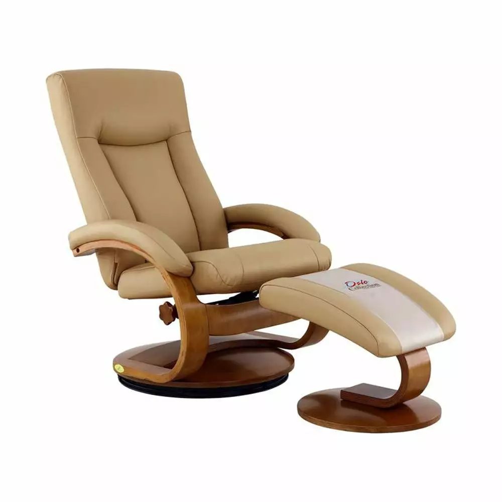 Relax-R Hamilton Recliner and Ottoman Cobblestone Top Grain Leather Progressive Furniture