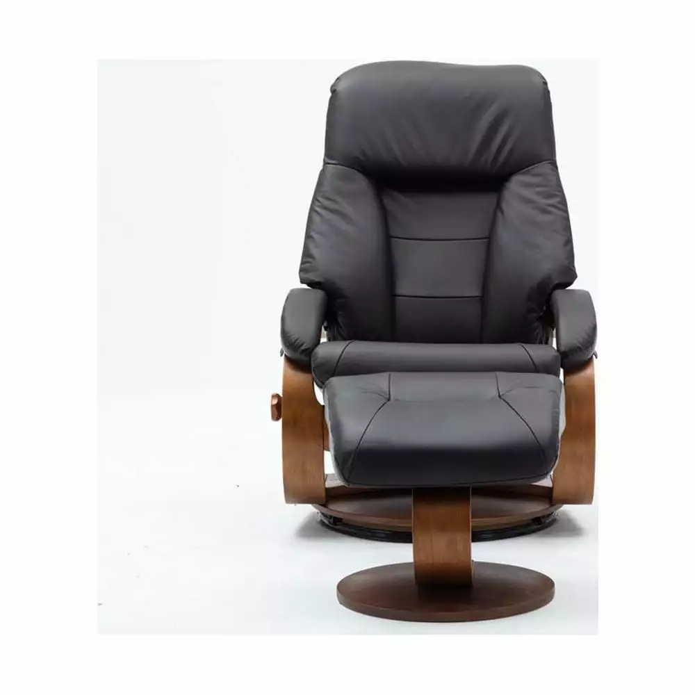 Relax-R Montreal Recliner and Ottoman Espresso Top Grain Leather Comfortable Living Room Furniture Progressive Furniture